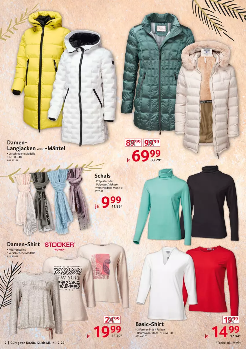 Aktueller Prospekt Selgros - Nonfood - von 08.12 bis 14.12.2022 - strona 2 - produkty: Bau, baumwolle, damen-shirt, dell, eis, elle, Jacke, Mode, reis, Schal, shirt, Ti, wolle