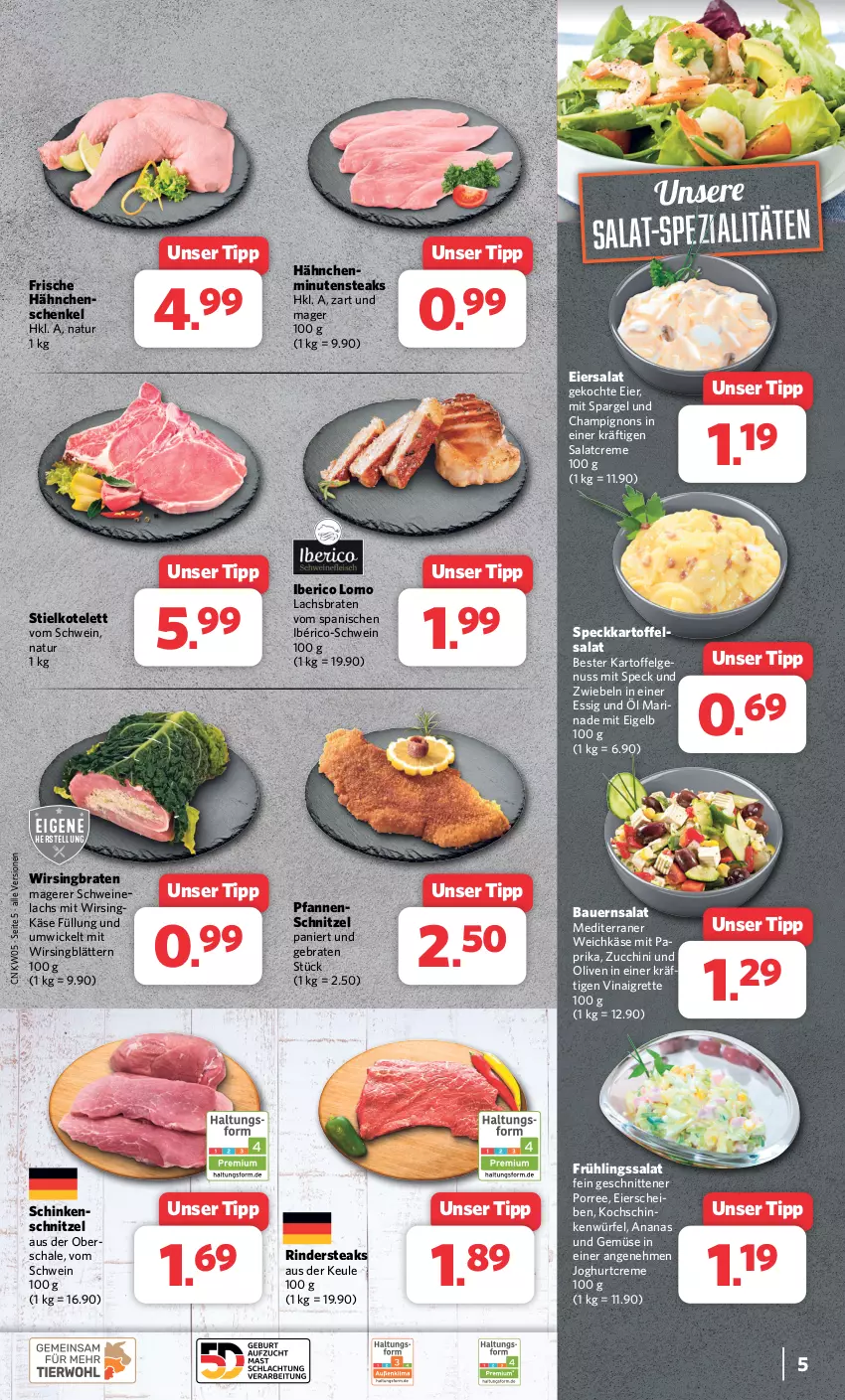 Aktueller Prospekt Combi - Prospekte - von 29.01 bis 03.02.2024 - strona 5 - produkty: ananas, auer, Bau, Bauer, Bauernsalat, braten, champignon, champignons, creme, eier, eiersalat, essig, felgen, Frische Hähnchen, henkel, joghur, joghurt, kartoffel, Käse, kochschinken, kotelett, lachs, Lachsbraten, LG, marinade, minutensteaks, mit paprika, natur, nuss, olive, oliven, paprika, pfanne, pfannen, rind, rinder, Rindersteak, salat, salatcreme, Schal, Schale, schenkel, schinken, schnitten, schnitzel, schwein, schweine, spargel, Speck, Spezi, steak, steaks, Ti, und gemüse, weichkäse, wein, weine, WICK, Wirsing, würfel, zucchini, zwiebel, zwiebeln