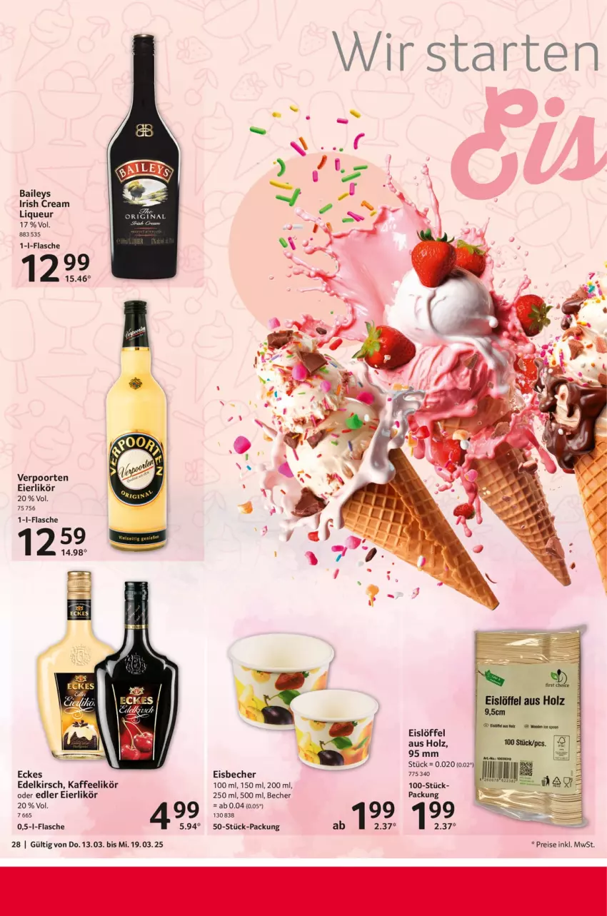 Aktueller Prospekt Selgros - Food - von 13.03 bis 19.03.2025 - strona 28 - produkty: baileys, Becher, eier, eierlikör, eis, eisbecher, flasche, gin, Holz, irish cream, kaffee, kirsch, likör, liqueur, Löffel, reis, Ti, verpoorten