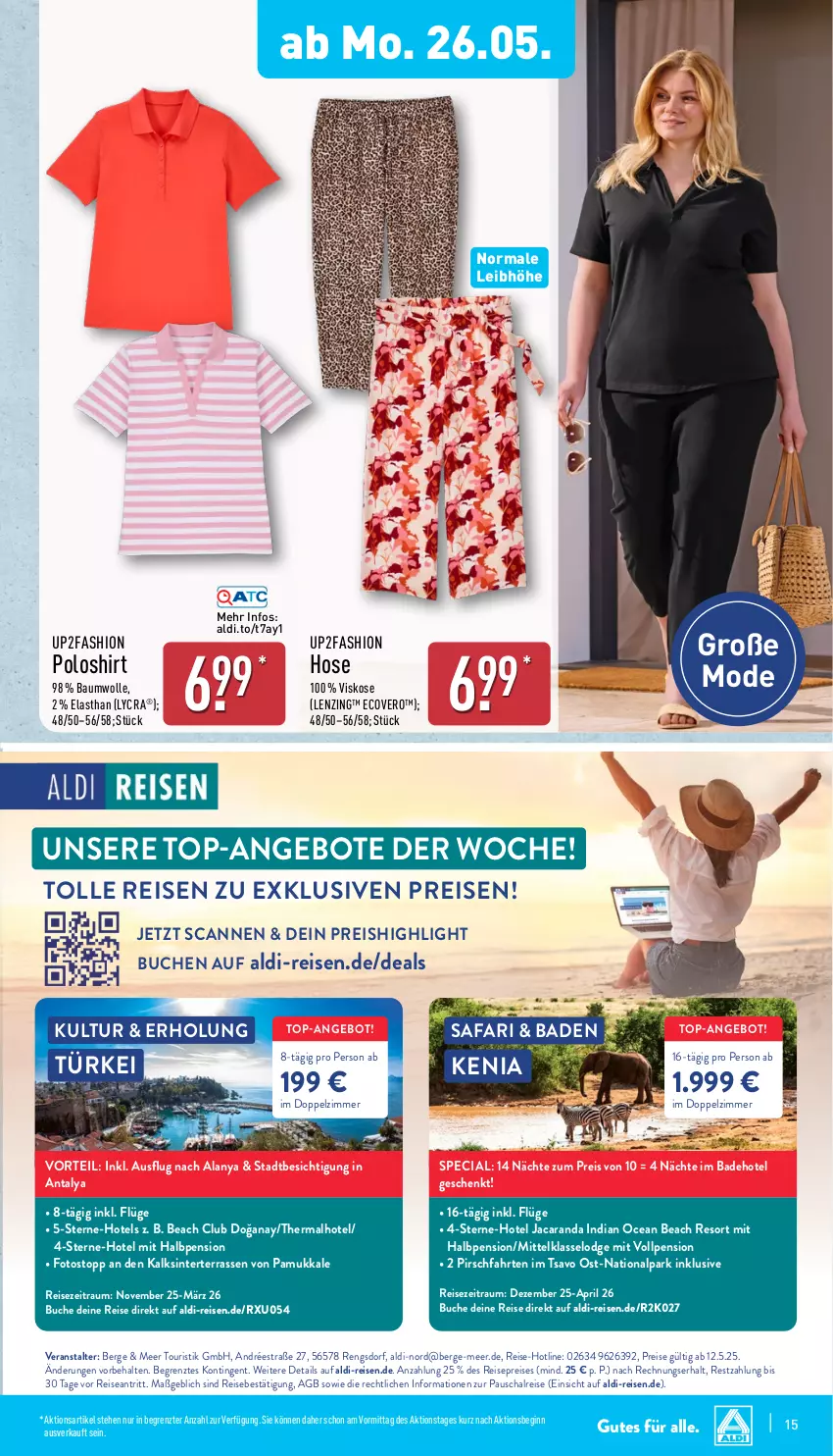 Aktueller Prospekt Aldi Nord - Von Montag - von 26.05 bis 31.05.2025 - strona 15 - produkty: aldi, angebot, angebote, Bad, Bau, baumwolle, buch, ecovero, eis, gin, hose, lenzing, Mode, poloshirt, pril, reis, Schal, shirt, Ti, top-angebot, up2fashion, wolle, ZTE