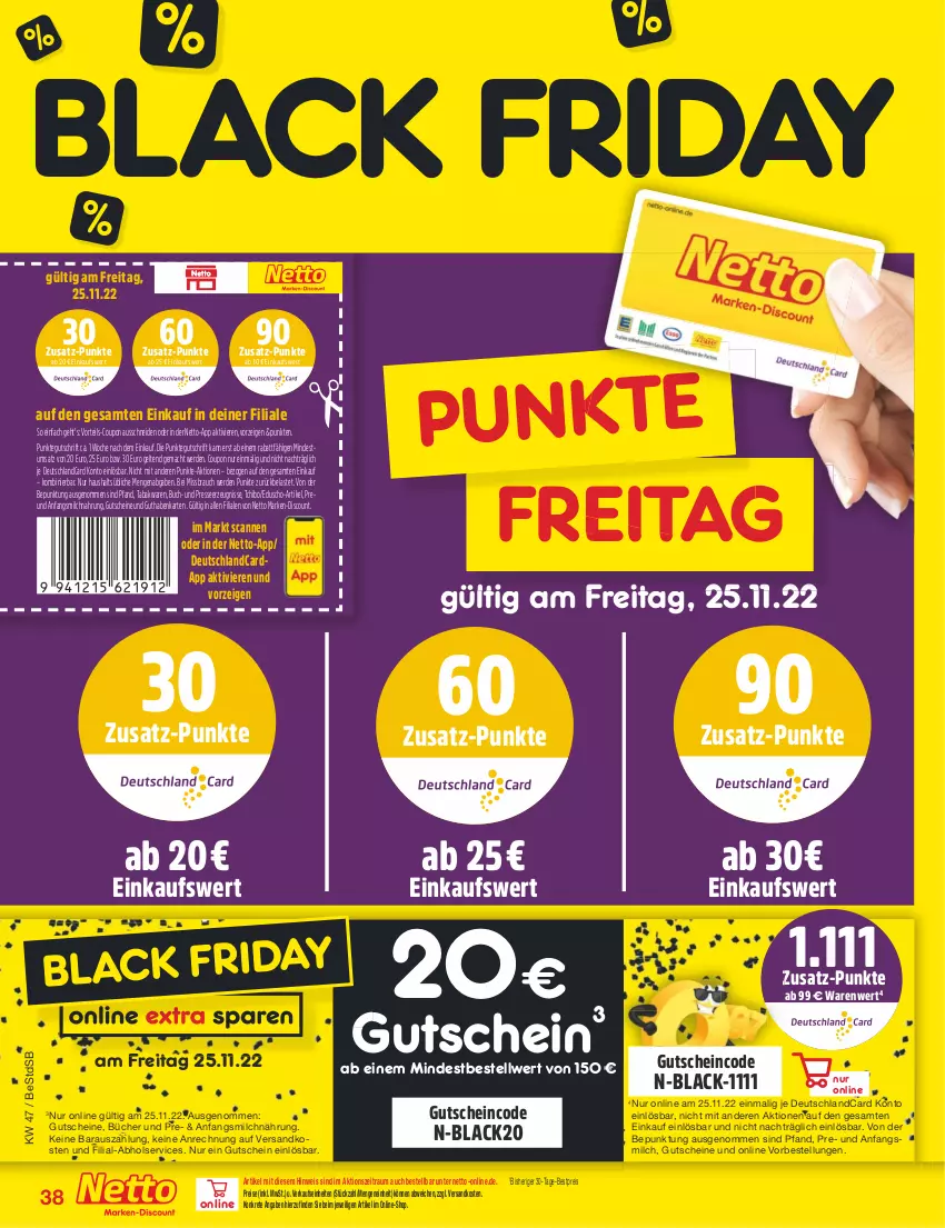 Aktueller Prospekt Netto Marken-Discount - Filial-Angebote - von 21.11 bis 26.11.2022 - strona 38 - produkty: bestpreis, buch, coupon, deutschlandcard, discount, eduscho, eis, elle, erde, friday, guthabenkarte, gutschein, gutscheine, K2, lack, mac, marken-discount, milch, ndk, Rauch, reis, Tchibo, Ti