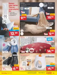 Gazetka promocyjna Netto Marken-Discount - Filial-Angebote - Gazetka - ważna od 26.11 do 26.11.2022 - strona 23 - produkty: angebot, beco, Clogs, decke, dekokissen, Duftlampe, Ergee, geschenkset, kissen, Krabbeldecke, Lampe, Sofa, Sofaüberwurf, tagesdecke, tee, Teelicht, teppich, Thermounterwäsche, Ti, tisch, Trockner, Unterwäsche, Wild, Winterclogs, ZTE