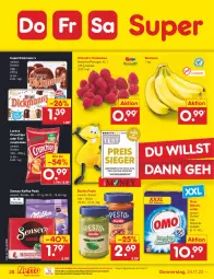 Gazetka promocyjna Netto Marken-Discount - Filial-Angebote - Gazetka - ważna od 26.11 do 26.11.2022 - strona 28 - produkty: asti, banane, bananen, barilla, beere, beeren, bestpreis, chips, crunchips, eis, erdnuss, himbeer, himbeere, himbeeren, kaffee, lorenz, lorenz crunchips, ndk, nuss, pesto, reis, Schal, Schale, senseo, Ti, waschmittel