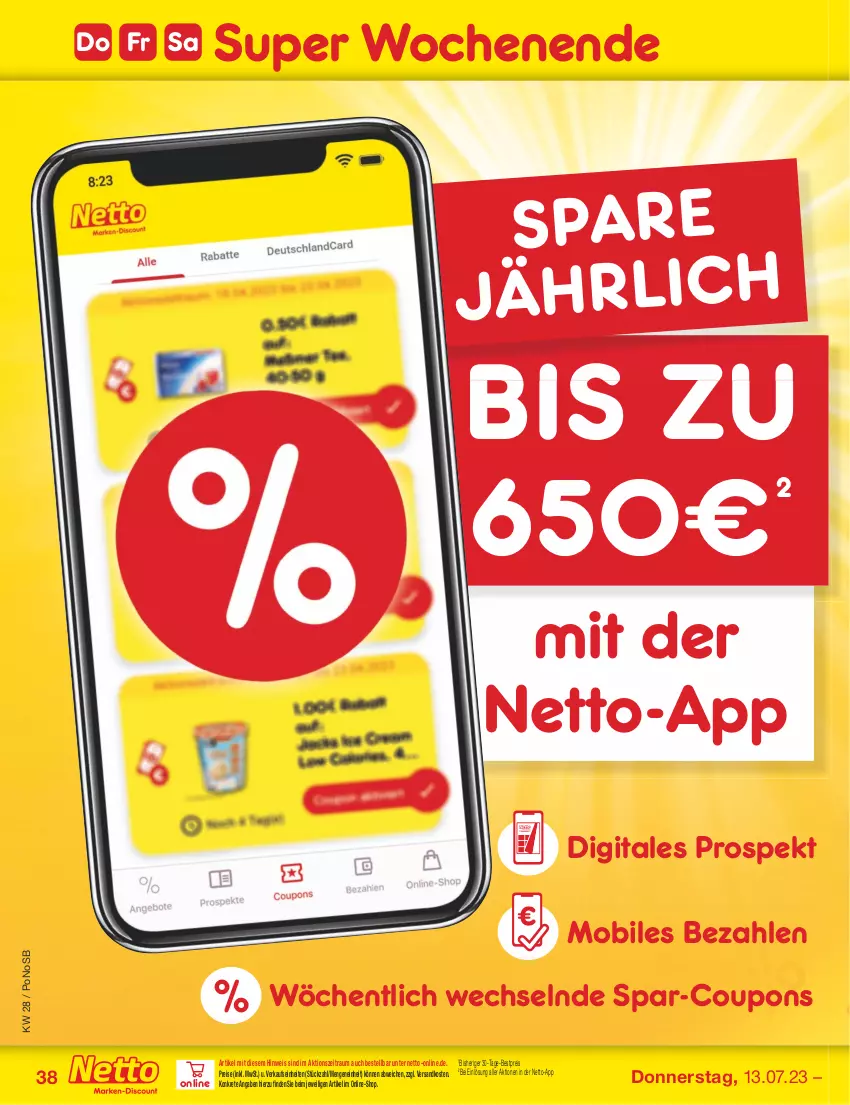 Aktueller Prospekt Netto Marken-Discount - Filial-Angebote - von 10.07 bis 15.07.2023 - strona 38 - produkty: bestpreis, coupon, coupons, eis, ndk, reis, Ti