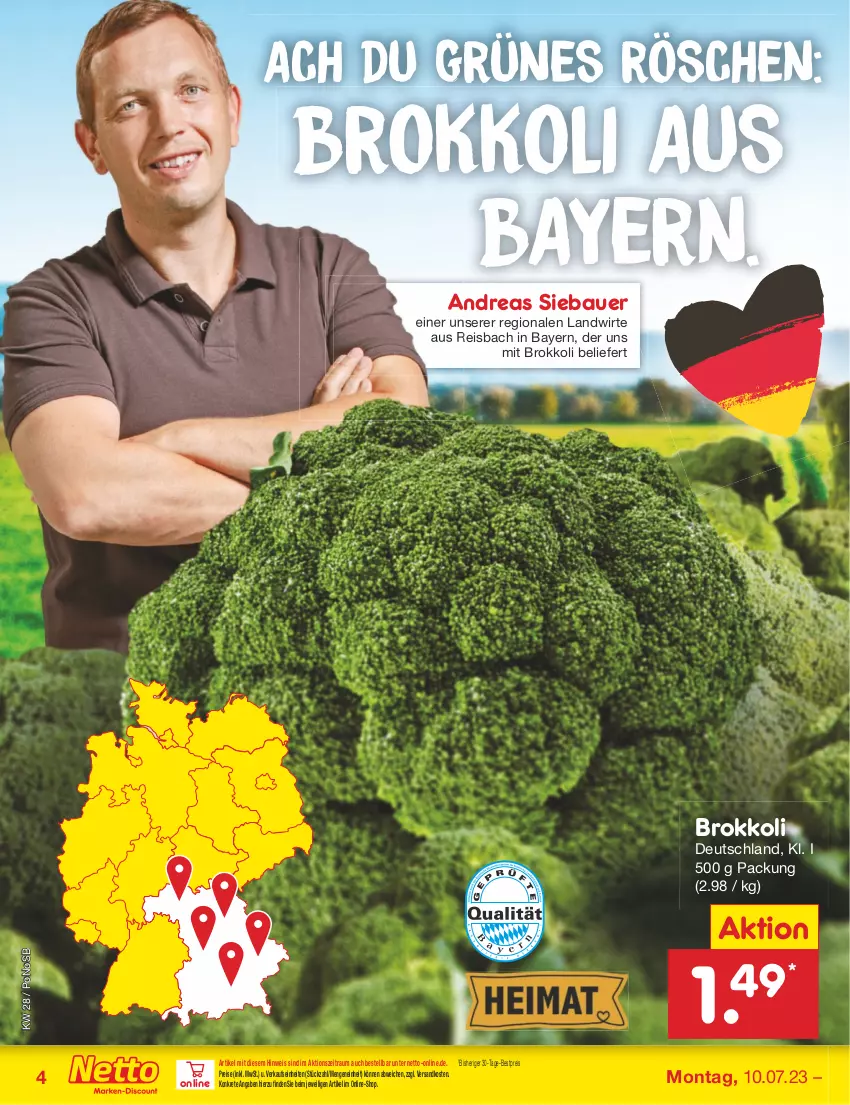 Aktueller Prospekt Netto Marken-Discount - Filial-Angebote - von 10.07 bis 15.07.2023 - strona 4 - produkty: auer, Bau, Bauer, bestpreis, brokkoli, eis, ndk, reis, Ti