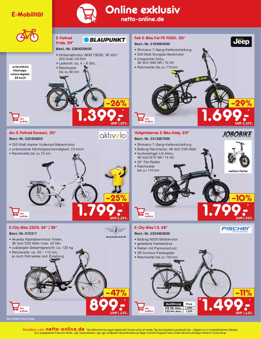 Aktueller Prospekt Netto Marken-Discount - Filial-Angebote - von 10.07 bis 15.07.2023 - strona 46 - produkty: akku, angebot, E-Bike, E-Mobilität, eis, gabel, Kette, LG, ndk, reifen, reis, rwe, sattel, sattelstütze, Schal, shimano, sr suntour, Ti, ZTE