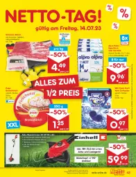 Gazetka promocyjna Netto Marken-Discount - Filial-Angebote - Gazetka - ważna od 15.07 do 15.07.2023 - strona 43 - produkty: akku, alpro, angebot, aufstrich, Bau, bestpreis, bier, Brei, brot, brotaufstrich, drink, eis, fleisch, hafer, kraft, ladegerät, messer, Popp, rasen, rasentrimmer, reis, schwein, schweine, schweine-bauch, soja, Teleskop, Ti, wein, weine, wurst, wurst in selbstbedienung, ZTE