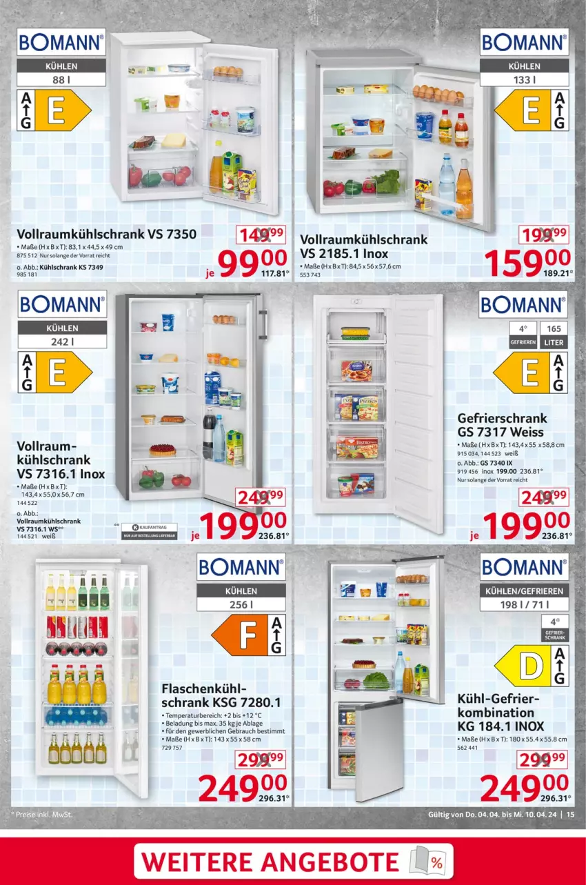 Aktueller Prospekt Selgros - Non Food - von 04.04 bis 10.04.2024 - strona 15 - produkty: angebot, angebote, bomann, eier, eis, flasche, gefrierschrank, kühlschrank, Rauch, Schrank, Ti