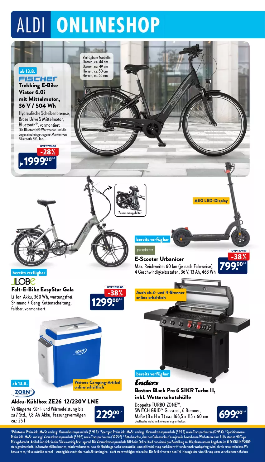 Aktueller Prospekt Aldi Nord - Von Montag - von 14.08 bis 19.08.2023 - strona 26 - produkty: aeg, akku, aldi, angebot, angebote, auer, Bau, dell, E-Bike, eis, elle, erde, flasche, gin, Kette, kühlbox, lack, li-ion-akku, Mode, ndk, reis, rum, rwe, Schal, Schale, schutzhülle, scooter, shimano, Sport, ssd, Ti, uhr