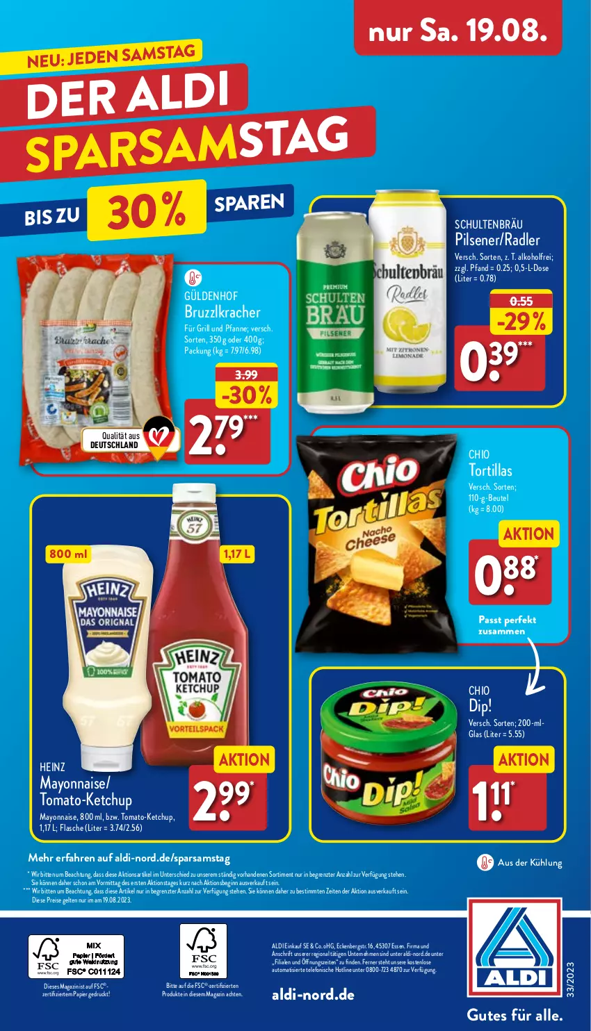 Aktueller Prospekt Aldi Nord - Von Montag - von 14.08 bis 19.08.2023 - strona 31 - produkty: aldi, alkohol, auto, beutel, dip, eis, flasche, für grill und pfanne, gin, grill, grill und pfanne, heinz, ketchup, kracher, LG, magazin, mayonnaise, papier, pfanne, pils, pilsener, radler, reis, telefon, Ti, tortilla, tortillas, und pfanne, Yo, ZTE