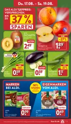 Gazetka promocyjna Aldi Nord - Von Montag - Gazetka - ważna od 19.08 do 19.08.2023 - strona 21 - produkty: aldi, aubergine, Cif, eis, Elan, gin, gurke, gurken, kiwi, knorr, knorr fix, reis, Schal, Schale, snack, tafeläpfel, Ti, tiefpreis, vita, zespri, ZTE, zwiebel, zwiebeln