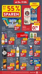 Gazetka promocyjna Aldi Nord - Von Montag - Gazetka - ważna od 19.08 do 19.08.2023 - strona 23 - produkty: alkohol, bier, black label, blended scotch, blended scotch whisky, Bref, Cap, cider, coca-cola, cola, eis, elle, erfrischungsgetränk, flasche, frucht, fruchtsaft, getränk, gin, johnnie walker, kraft, lack, mac, Paula, paulaner, Rauch, reiniger, reis, saft, schweppes, scotch, scotch whisky, somersby, spee, teller, Ti, tisch, valensina, whisky, ZTE