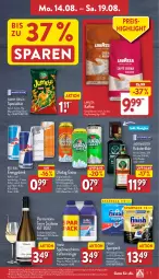 Gazetka promocyjna Aldi Nord - Von Montag - Gazetka - ważna od 19.08 do 19.08.2023 - strona 7 - produkty: beutel, bohne, bohnen, drink, eis, elle, erfrischungsgetränk, Finish, flasche, funny-frisch, Germ, getränk, gin, jägermeister, kaffee, kaffee ganze bohnen, kräuter, kräuterlikör, lavazza, likör, Meister, red bull, reiniger, Reinigung, reis, Shotglas, Spezi, spülmaschinen, teller, Ti, wein, Weißwein, ZTE, zucker