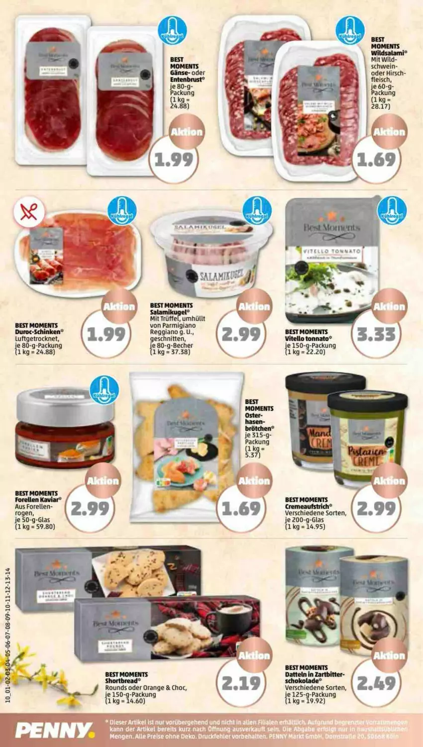 Aktueller Prospekt Penny - Prospekte - von 27.03 bis 01.04.2023 - strona 10 - produkty: aufstrich, Becher, brötchen, creme, Datteln, eis, ente, Entenbrust, fleisch, Kugel, orange, parmigiano, parmigiano reggiano, reggiano, schinken, schnitten, schoko, schokolade, schwein, Ti, wein, Wild