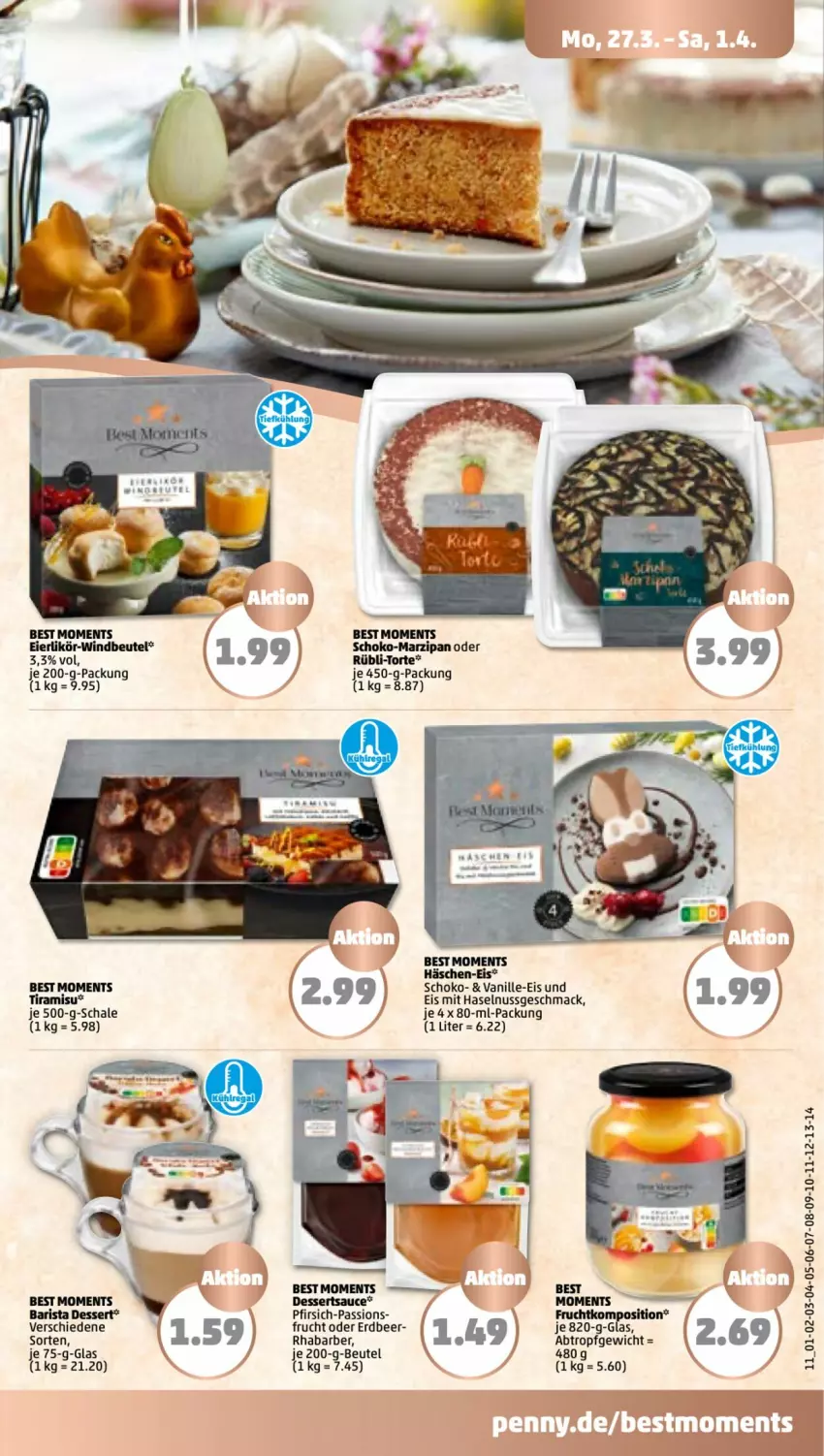 Aktueller Prospekt Penny - Prospekte - von 27.03 bis 01.04.2023 - strona 11 - produkty: beutel, dessert, eier, eierlikör, eis, frucht, haselnuss, likör, mac, marzipan, nuss, pfirsich, rel, rhabarber, Schal, Schale, schoko, Ti, tiramisu, torte, vanille, Windbeutel