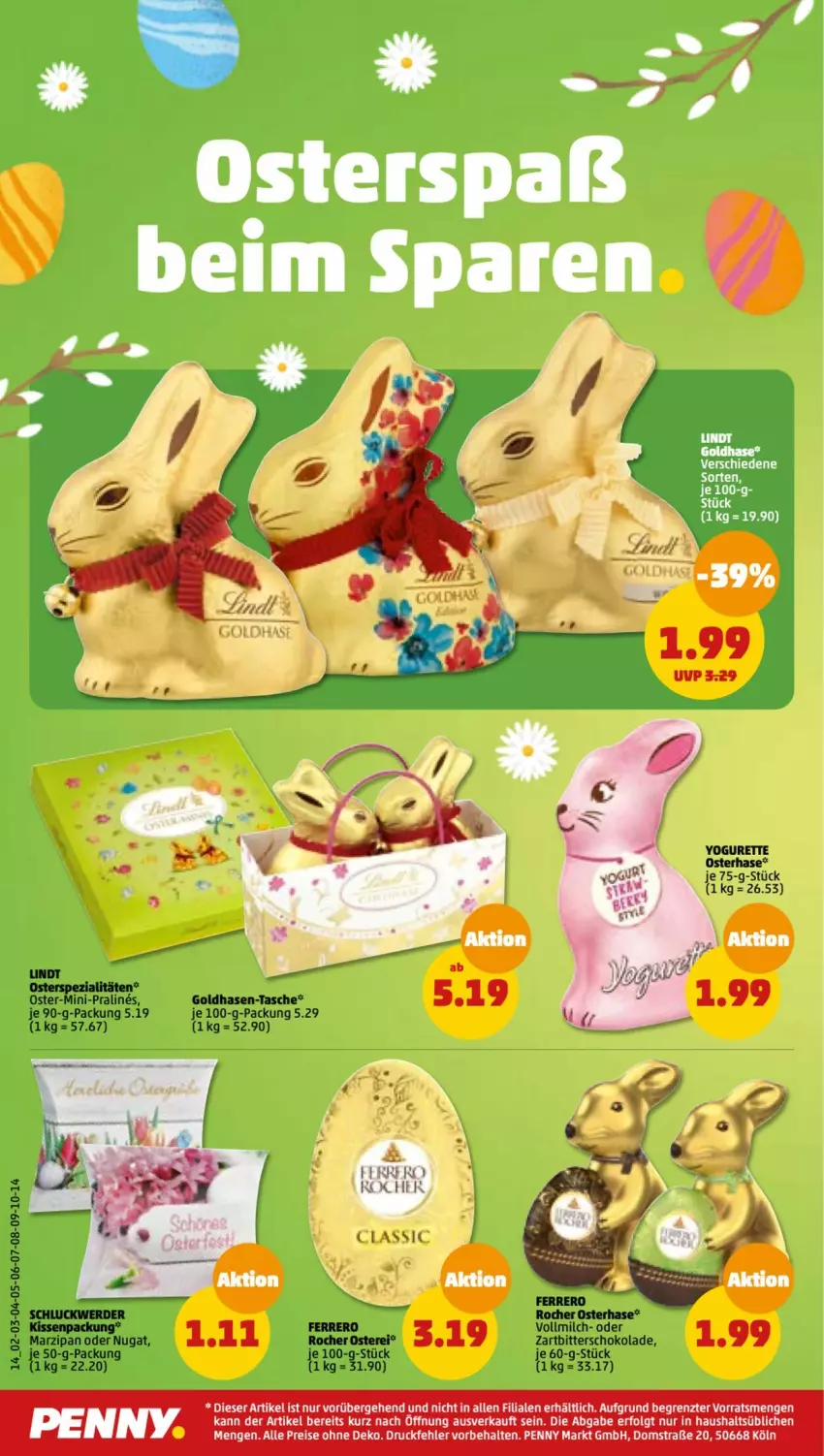 Aktueller Prospekt Penny - Prospekte - von 27.03 bis 01.04.2023 - strona 14 - produkty: erde, ferrero, kissen, lindt, marzipan, milch, schoko, schokolade, Spezi, Tasche, vollmilch, Zartbitterschokolade