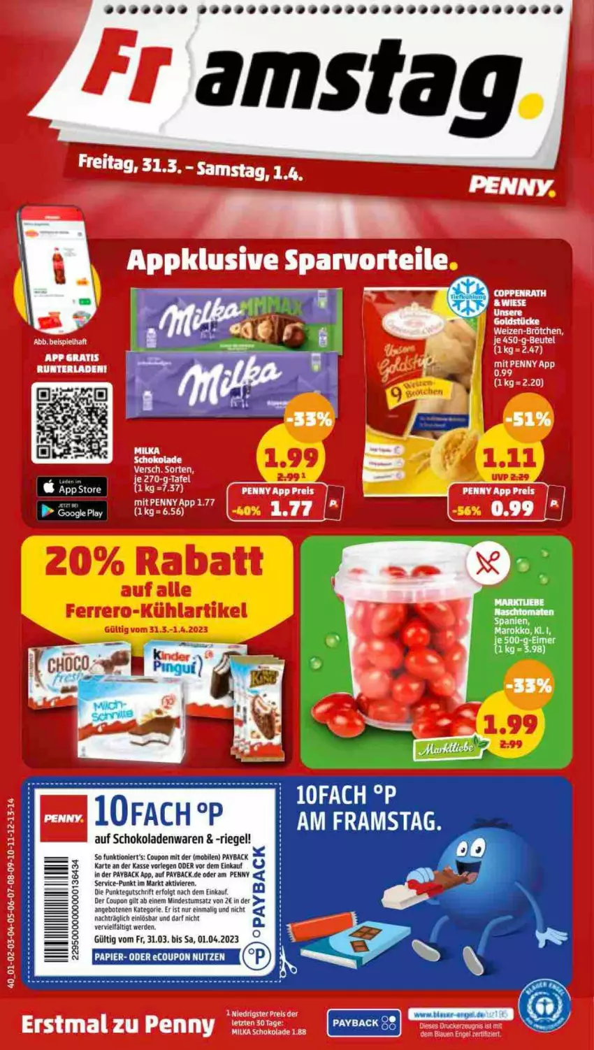 Aktueller Prospekt Penny - Prospekte - von 27.03 bis 01.04.2023 - strona 40 - produkty: angebot, angebote, coupon, eimer, erde, LG, payback, riegel, schoko, schokolade, schokoladen, Ti