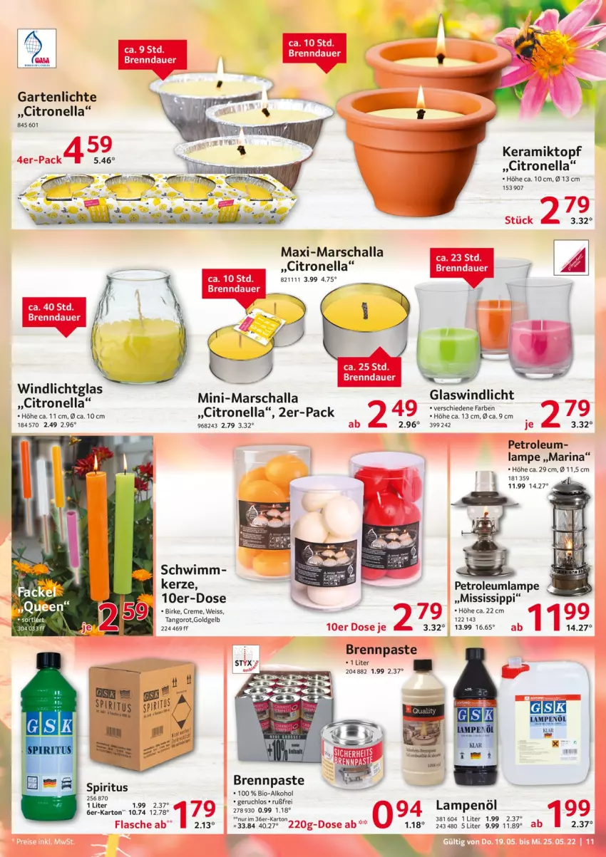 Aktueller Prospekt Selgros - Nonfood - von 19.05 bis 25.05.2022 - strona 11 - produkty: alkohol, bio, Brennpaste, creme, eis, Garten, kerze, Lampe, mars, Schal, spiritus, topf, windlicht