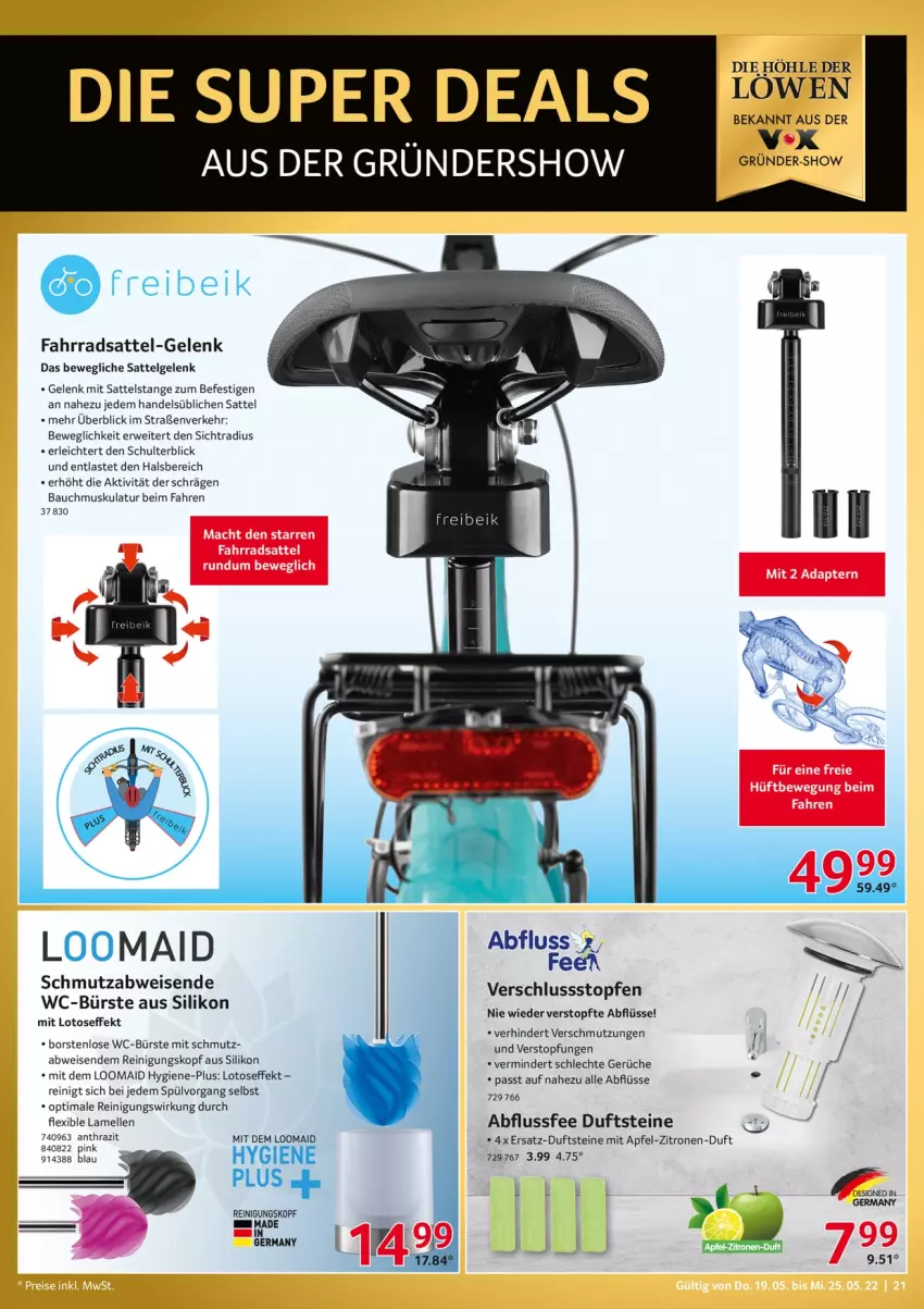 Aktueller Prospekt Selgros - Nonfood - von 19.05 bis 25.05.2022 - strona 21 - produkty: adapter, apfel, Bau, bürste, eis, elle, Fahrrad, Germ, gsw, LG, mac, Reinigung, rwe, sattel, Ti, topf, Topfen, WC-Bürste, zitrone, zitronen