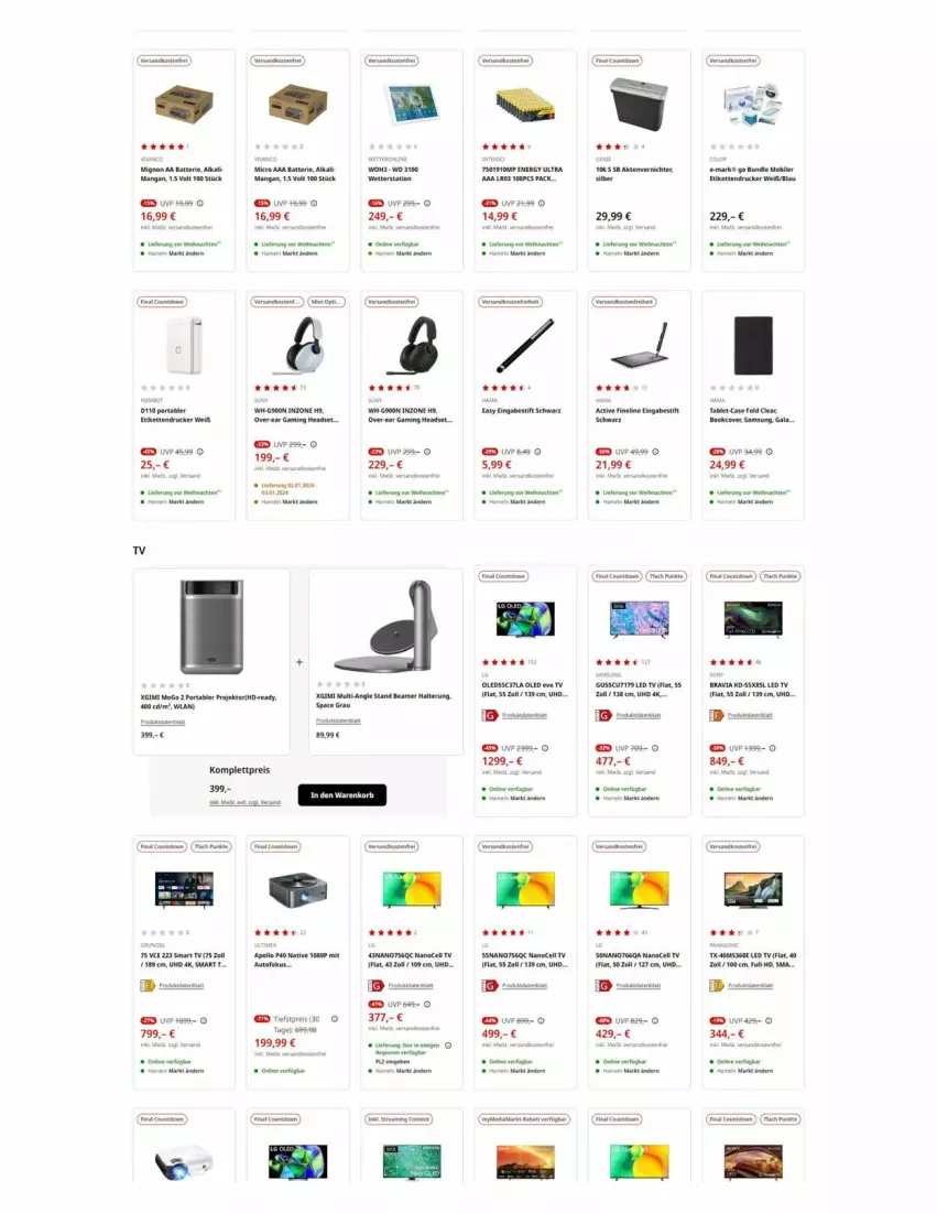 Aktueller Prospekt Media Markt - Prospekte - von 19.12 bis 31.12.2023 - strona 3 - produkty: batterie, cin, drucker, eis, Headset, Kette, led tv, leds, mam, reis, Samsung