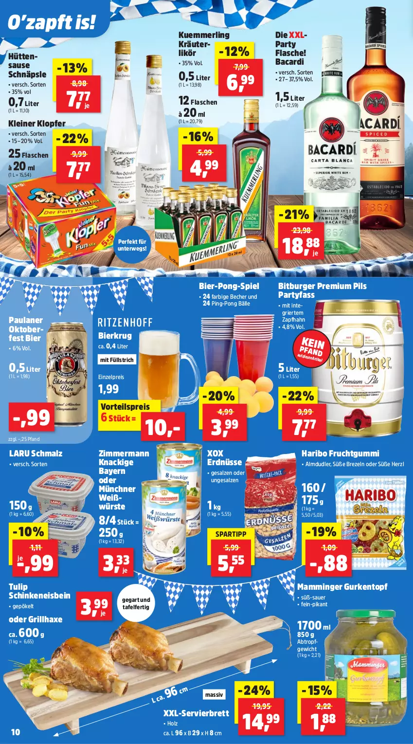 Aktueller Prospekt Thomas Philipps - von 01.09 bis 06.09.2025 - strona 12 - produkty: almdudler, auer, axe, bacardi, Becher, bier, bitburger, brezel, Brezeln, burger, eis, erdnüsse, flasche, frucht, fruchtgummi, grill, grillhaxe, gurke, gurken, haribo, Haxe, Holz, kleiner klopfer, kräuter, kuemmerling, leine, likör, malz, mam, mamminger, merl, Paula, paulaner, pils, premium pils, reis, rwe, salz, schinken, Schmalz, spartipp, Ti, topf, tulip, vorteilspreis