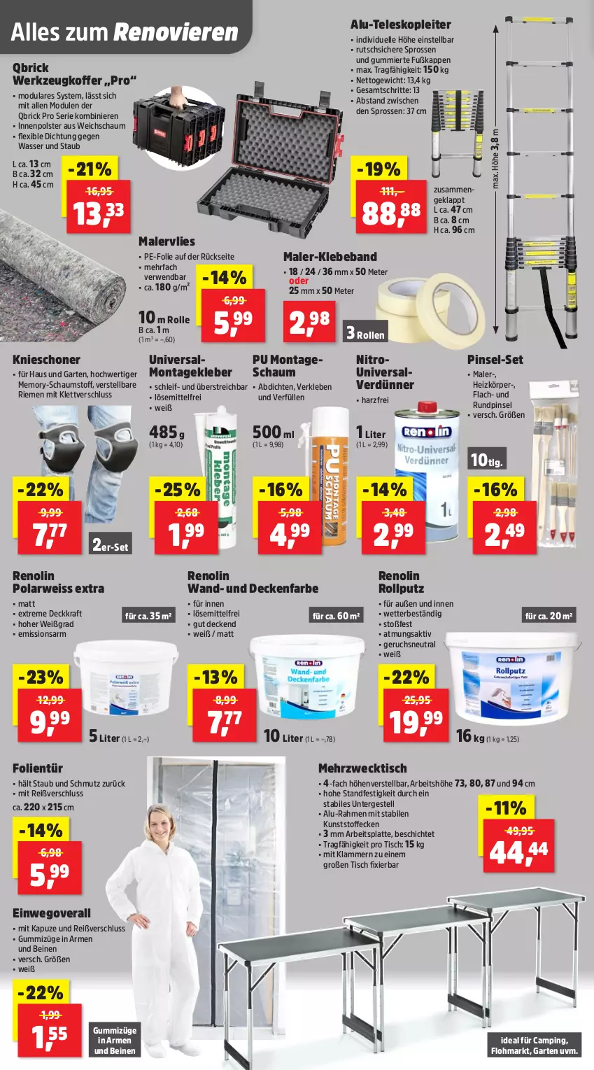 Aktueller Prospekt Thomas Philipps - von 01.09 bis 06.09.2025 - strona 8 - produkty: arbeitsplatte, Beba, decke, eis, elle, Garten, Klammern, kleber, koffer, kraft, lamm, latte, LG, Overall, Pinsel, Polarweiss, rwe, Teleskop, Ti, tisch, Universalverdünner, wasser, weck, werkzeug