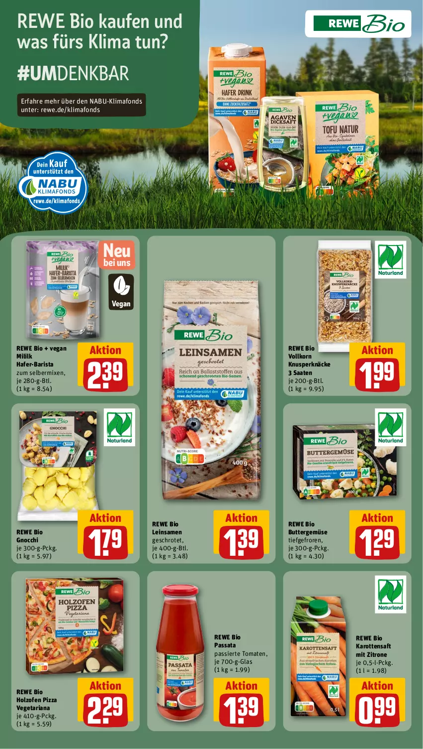 Aktueller Prospekt Rewe - Prospekte - von 17.06 bis 22.06.2024 - strona 18 - produkty: bio, butter, gnocchi, hafer, Holz, karotten, korn, Ofen, pizza, rewe bio, Ria, saft, Ti, tomate, tomaten, Vegeta, zitrone