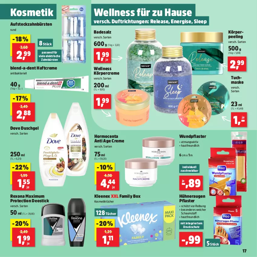 Aktueller Prospekt Thomas Philipps - von 30.09 bis 05.10.2024 - strona 17 - produkty: Bad, bürste, bürsten, creme, deo, Deostick, dove, duschgel, elektrische zahnbürste, Haftcreme, hühner, Körpercreme, kosmetik, Kosmetiktücher, Maske, Peeling, pflaster, rel, rexona, salz, Ti, tuc, tücher, tuchmaske, zahnbürste, zahnbürsten