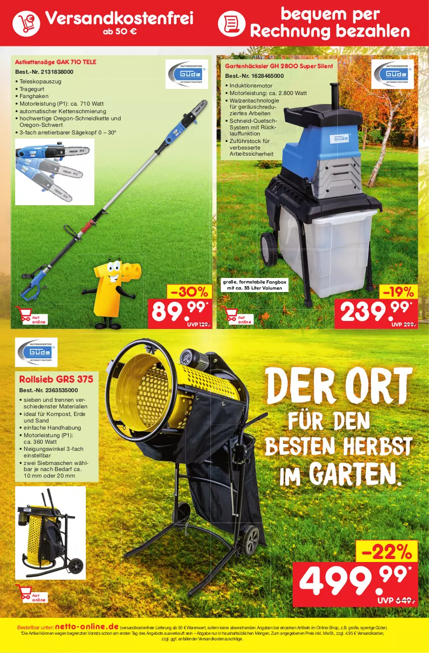 Aktueller Prospekt Netto Marken-Discount - Filial-Angebote - von 04.10 bis 08.10.2022 - strona 45 - produkty: angebot, auto, bestpreis, eis, ente, erde, Garten, Gartenhäcksler, gsw, Kette, ndk, reis, Ria, säge, Teleskop, Ti, tisch, versandkostenfrei, ZTE