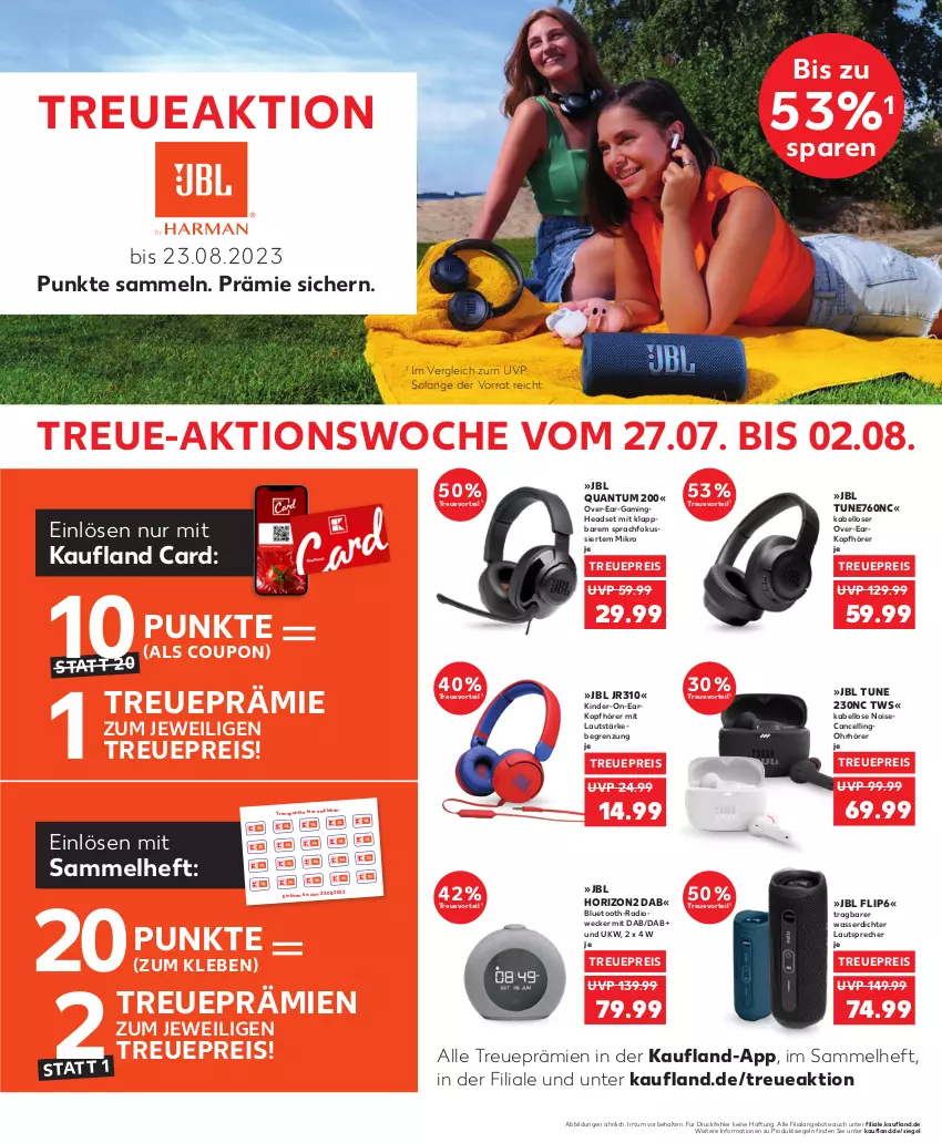 Aktueller Prospekt Kaufland - Prospekt - von 27.07 bis 02.08.2023 - strona 26 - produkty: angebot, angebote, coupon, eis, Headset, jbl, Kinder, kopfhörer, lautsprecher, Radio, reis, Ti, wasser, weck