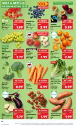 Gazetka promocyjna Kaufland - Prospekt - Gazetka - ważna od 21.02 do 21.02.2024 - strona 10 - produkty: angebot, aubergine, beere, beeren, bio, broccoli, erdbeere, erdbeeren, frucht, gin, heidelbeere, heidelbeeren, kartoffel, kartoffeln, mandarine, mandarinen, möhren, obst, Pak Choi, passionsfrucht, rispentomaten, Romanasalat, salat, Schal, Schale, Süßkartoffeln, tafeläpfel, tafeltrauben, Ti, tomate, tomaten, trauben, ZTE