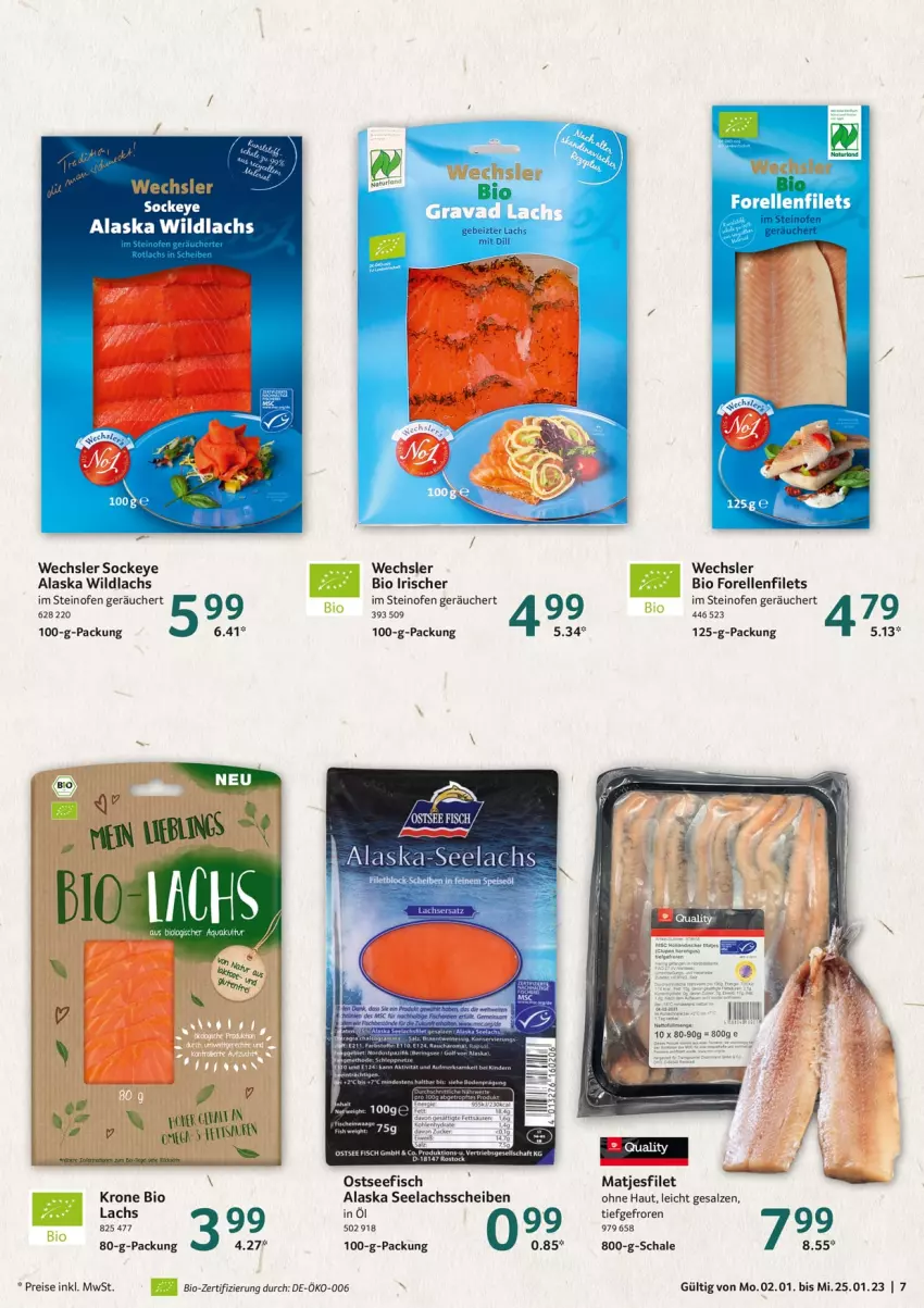 Aktueller Prospekt Selgros - Nachhaltigkeit - von 02.01 bis 25.01.2023 - strona 7 - produkty: Alaska-Seelachs, bio, eis, elle, filet, filets, fisch, forelle, krone, lachs, matjes, Matjesfilet, Ofen, reis, rel, salz, Schal, Schale, steinofen, Ti, Wild, wildlachs