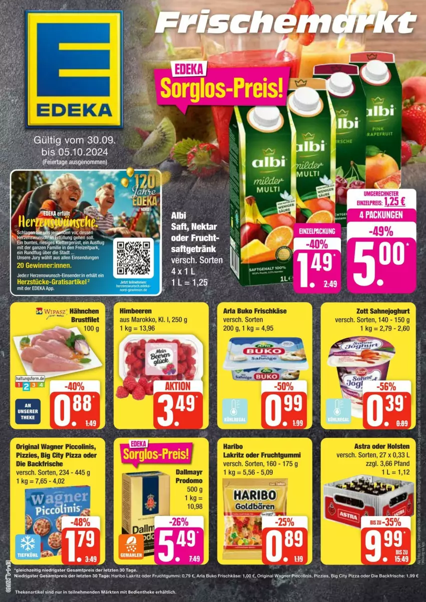 Aktueller Prospekt Edeka - Prospekte - von 28.09 bis 05.10.2024 - strona 1 - produkty: arla, arla buko, Buko, eis, frischkäse, frucht, fruchtgummi, gin, haribo, Käse, Lakritz, reis, Ti, ZTE