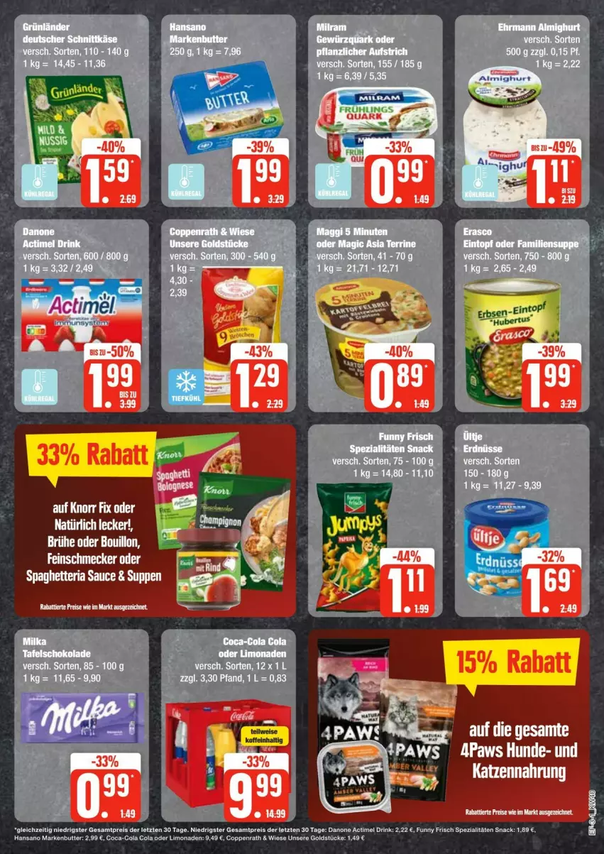 Aktueller Prospekt Edeka - Prospekte - von 28.09 bis 05.10.2024 - strona 3 - produkty: actimel, actimel drink, almighur, almighurt, aufstrich, Brühe, butter, coca-cola, cola, coppenrath, danone, danone actimel drink, drink, eis, feinschmecker, Funny Frisch, Goldstücke, grünländer, limo, limonade, limonaden, markenbutter, milka, reis, Ria, sauce, schoko, schokolade, snack, Spezi, suppe, suppen, tafelschokolade, Ti, ZTE