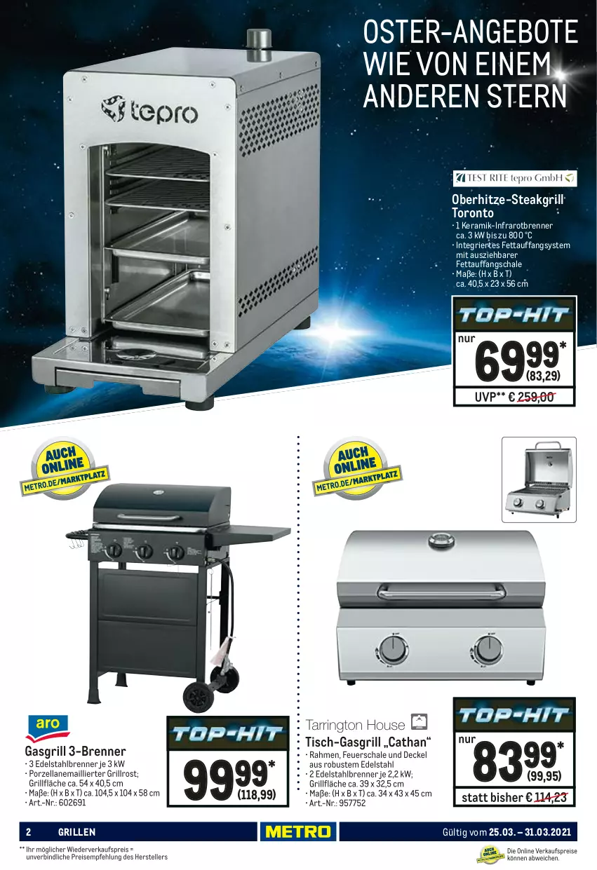 Aktueller Prospekt Metro - NonFood - von 25.03 bis 31.03.2021 - strona 2 - produkty: decke, Deckel, edelstahl, eis, elle, feuerschale, gasgrill, grill, grillfläche, grillrost, reis, Schal, Schale, steak, teller, Ti, tisch