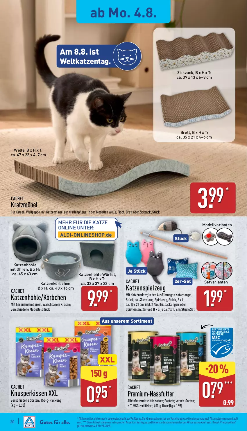 Aktueller Prospekt Aldi Nord - Von Montag - von 04.08 bis 09.08.2025 - strona 20 - produkty: aldi, alleinfuttermittel, dell, eis, elle, fisch, gin, kissen, Körbchen, minze, möbel, Mode, nassfutter, pastete, reis, Ria, spielzeug, Ti, würfel, ZTE