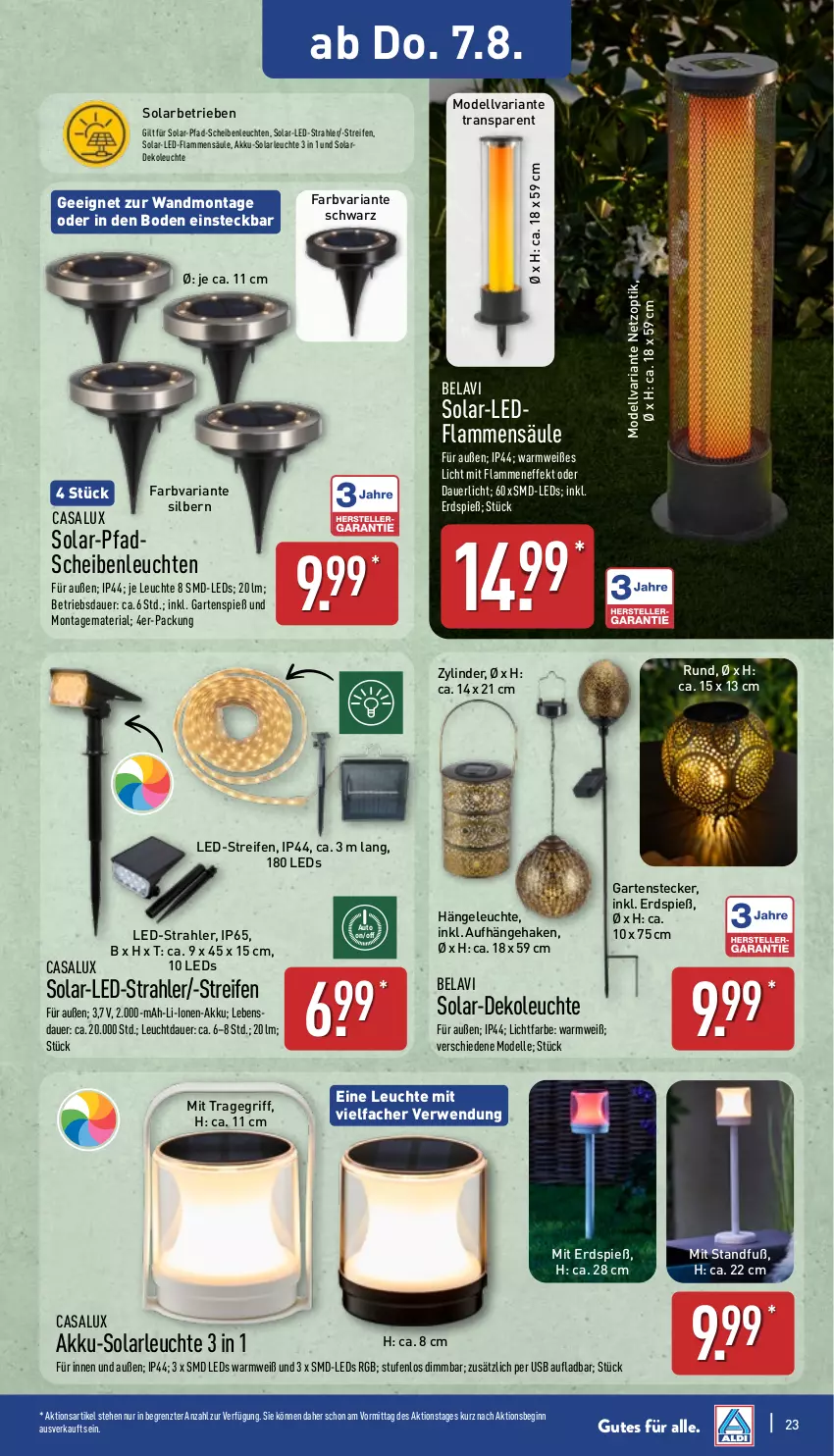 Aktueller Prospekt Aldi Nord - Von Montag - von 04.08 bis 09.08.2025 - strona 23 - produkty: akku, auer, auto, Dekoleuchte, dell, elle, Garten, gin, Hängeleuchte, lamm, leds, Leuchte, leuchten, Mode, reifen, Ria, rwe, solarleuchte, Ti, tragegriff, usb, ZTE
