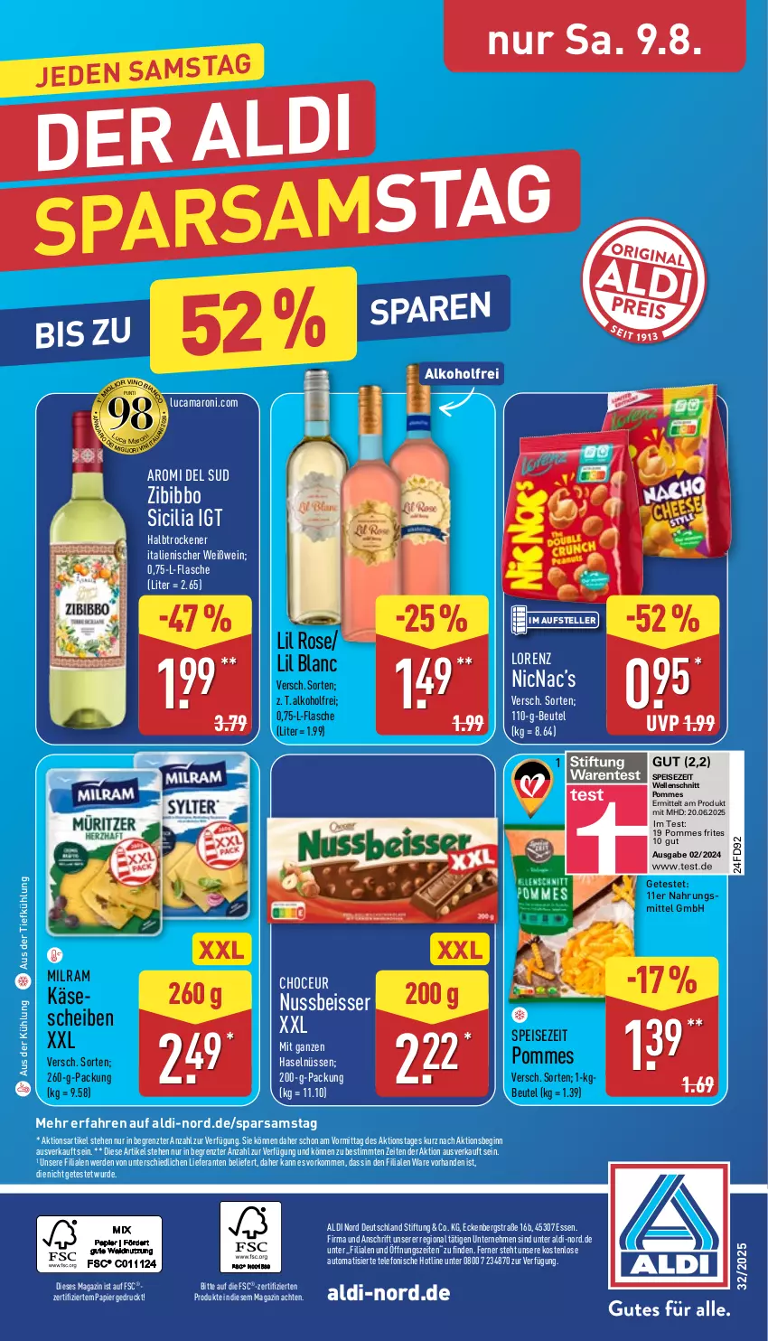 Aktueller Prospekt Aldi Nord - Von Montag - von 04.08 bis 09.08.2025 - strona 36 - produkty: aldi, alkohol, amaro, aus der tiefkühlung, auto, beutel, eis, elle, erde, flasche, gin, Käse, käsescheiben, lorenz, magazin, milram, nuss, papier, pommes, Pommes Frites, telefon, teller, Ti, wein, Weißwein, ZTE