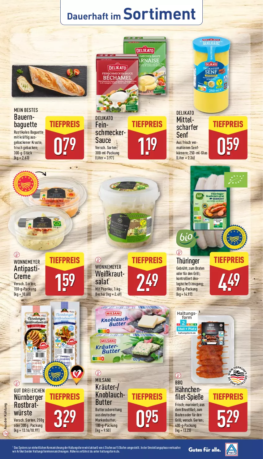 Aktueller Prospekt Aldi Nord - Von Montag - von 04.08 bis 09.08.2025 - strona 39 - produkty: antipasti, asti, auer, baguette, Bau, Bauer, Becher, Berger, braten, brustfilet, butter, creme, eis, filet, geback, grill, knoblauch, Kraut, kräuter, krautsalat, markenbutter, mit paprika, nürnberger, paprika, reis, ring, salat, sauce, senf, Ti, tiefpreis, trolli