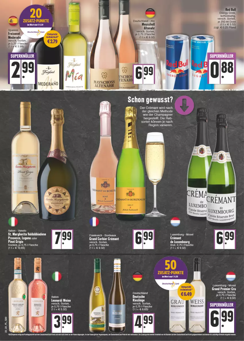 Aktueller Prospekt E Center - Angebote der Woche - von 30.05 bis 04.06.2022 - strona 20 - produkty: bett, brut, burgunder, deutschlandcard, drink, ecco, eis, elle, energy drink, flasche, LG, margherita, prosecco, reis, Ti, valdo, wein, weine