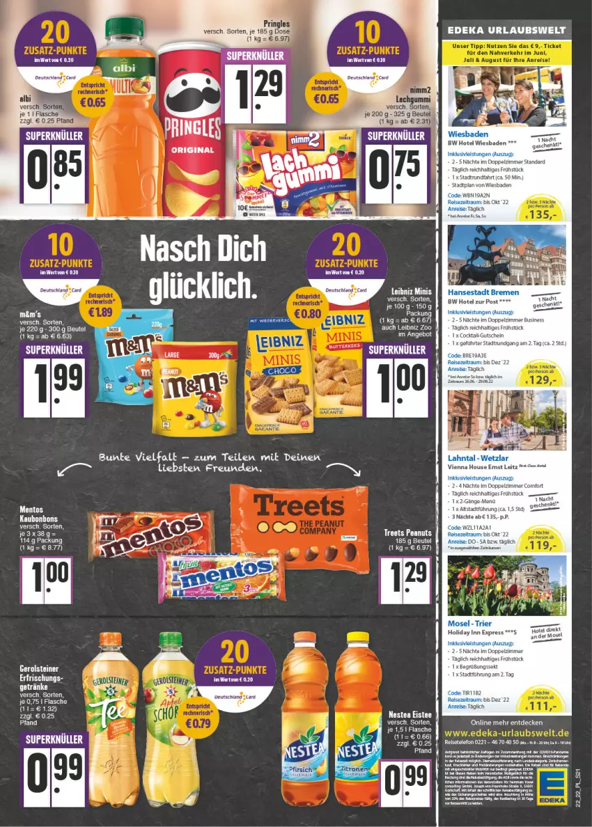 Aktueller Prospekt E Center - Angebote der Woche - von 30.05 bis 04.06.2022 - strona 21 - produkty: angebot, Bad, beutel, bonbons, Brei, buch, cocktail, decke, deka, eis, eistee, flasche, gerolsteine, gerolsteiner, gutschein, lachgummi, leibniz, leitz, lion, mab, mentos, Nestea, reis, steiner, tee, telefon, Ti