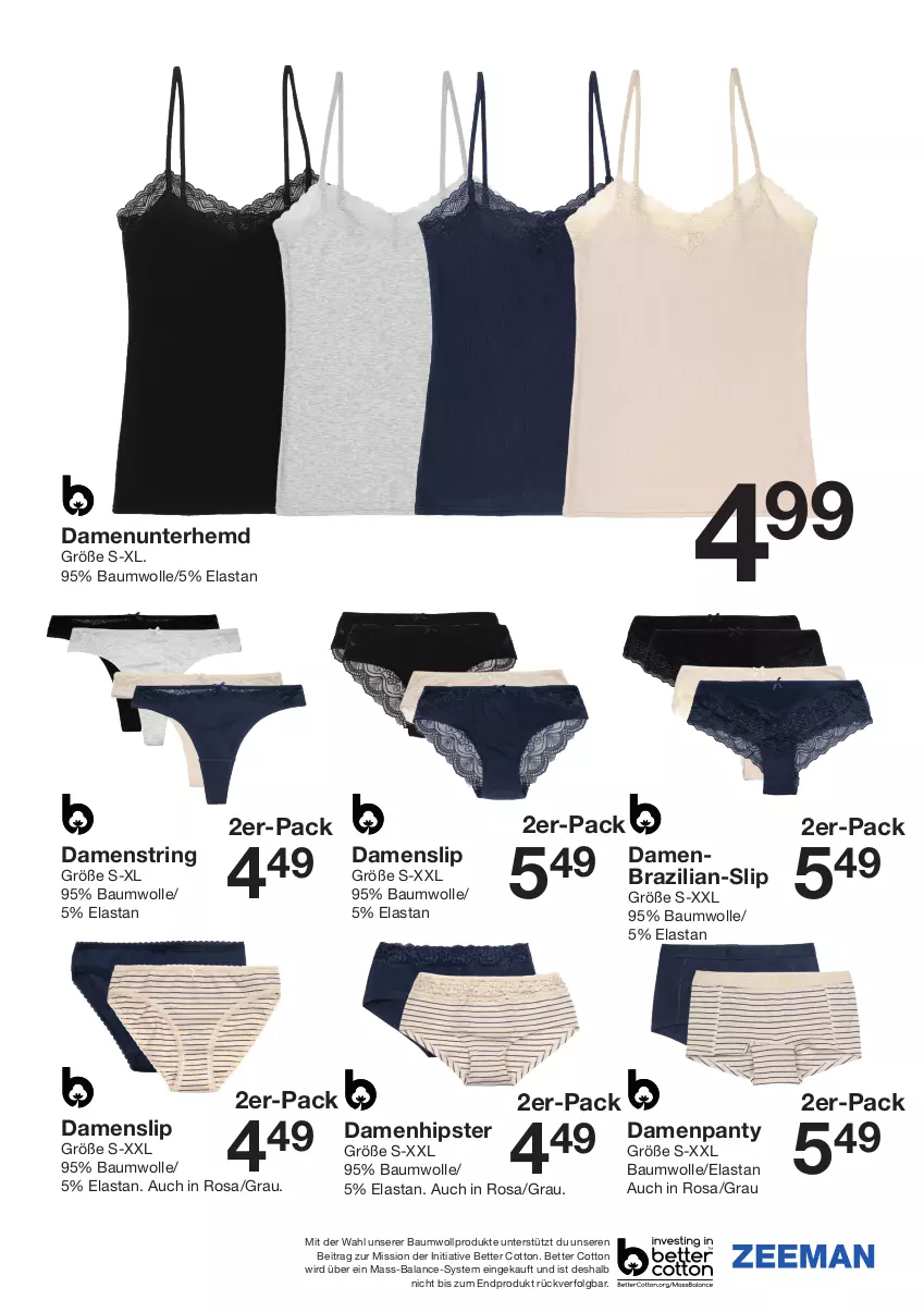 Aktueller Prospekt Zeeman - Prospekte - von 14.09 bis 20.09.2024 - strona 15 - produkty: Bau, baumwolle, bett, Brazilian, hemd, LG, panty, ring, slip, String, Ti, Unterhemd, wolle