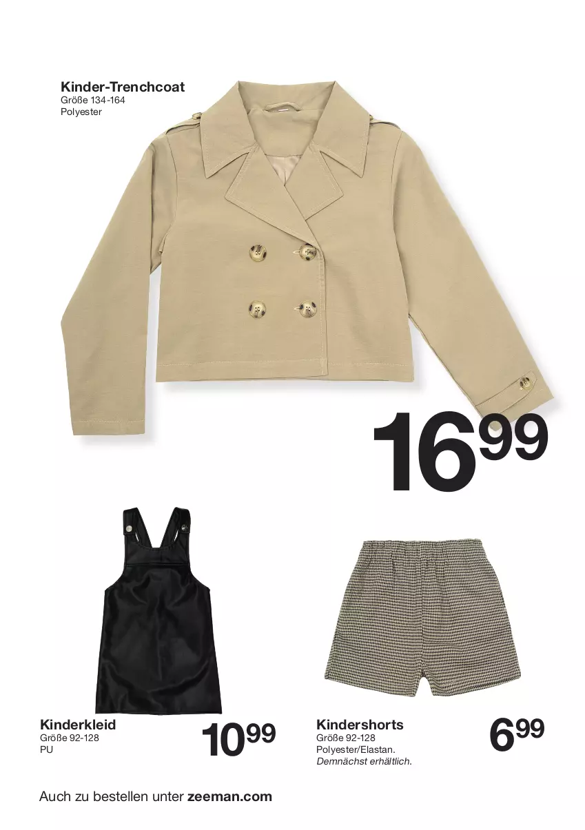 Aktueller Prospekt Zeeman - Prospekte - von 14.09 bis 20.09.2024 - strona 4 - produkty: elle, Kinder, kleid, shorts, Trenchcoat