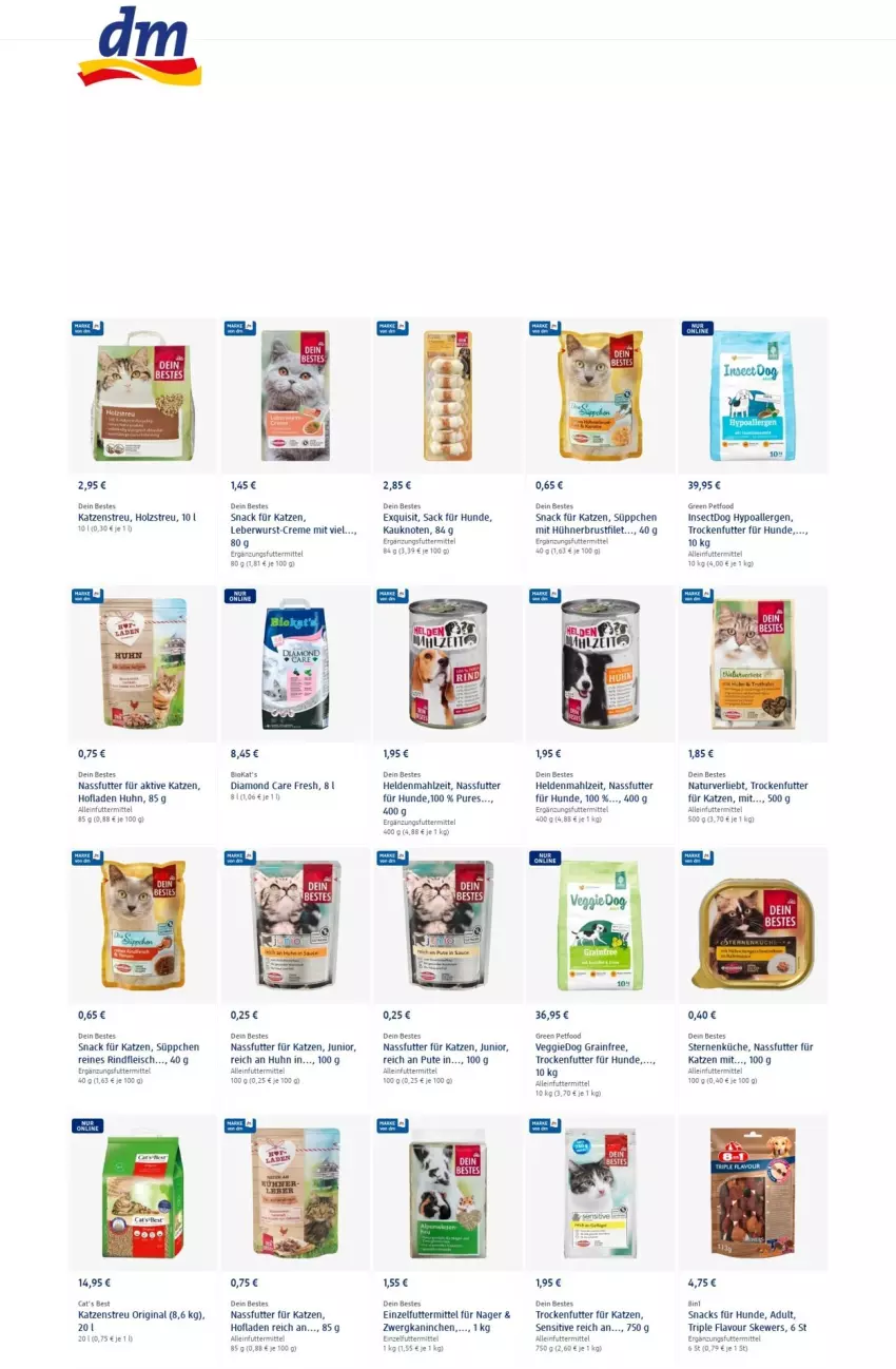 Aktueller Prospekt Dm Drogerie - Prospekte - von 10.03 bis 16.03.2022 - strona 10 - produkty: alleinfuttermittel, bio, brustfilet, creme, eis, filet, fleisch, gin, Holz, hühner, Katzenstreu, küche, leberwurst, nassfutter, natur, pute, rind, rindfleisch, sac, snack, snacks, Ti, trockenfutter, veggie, wurst