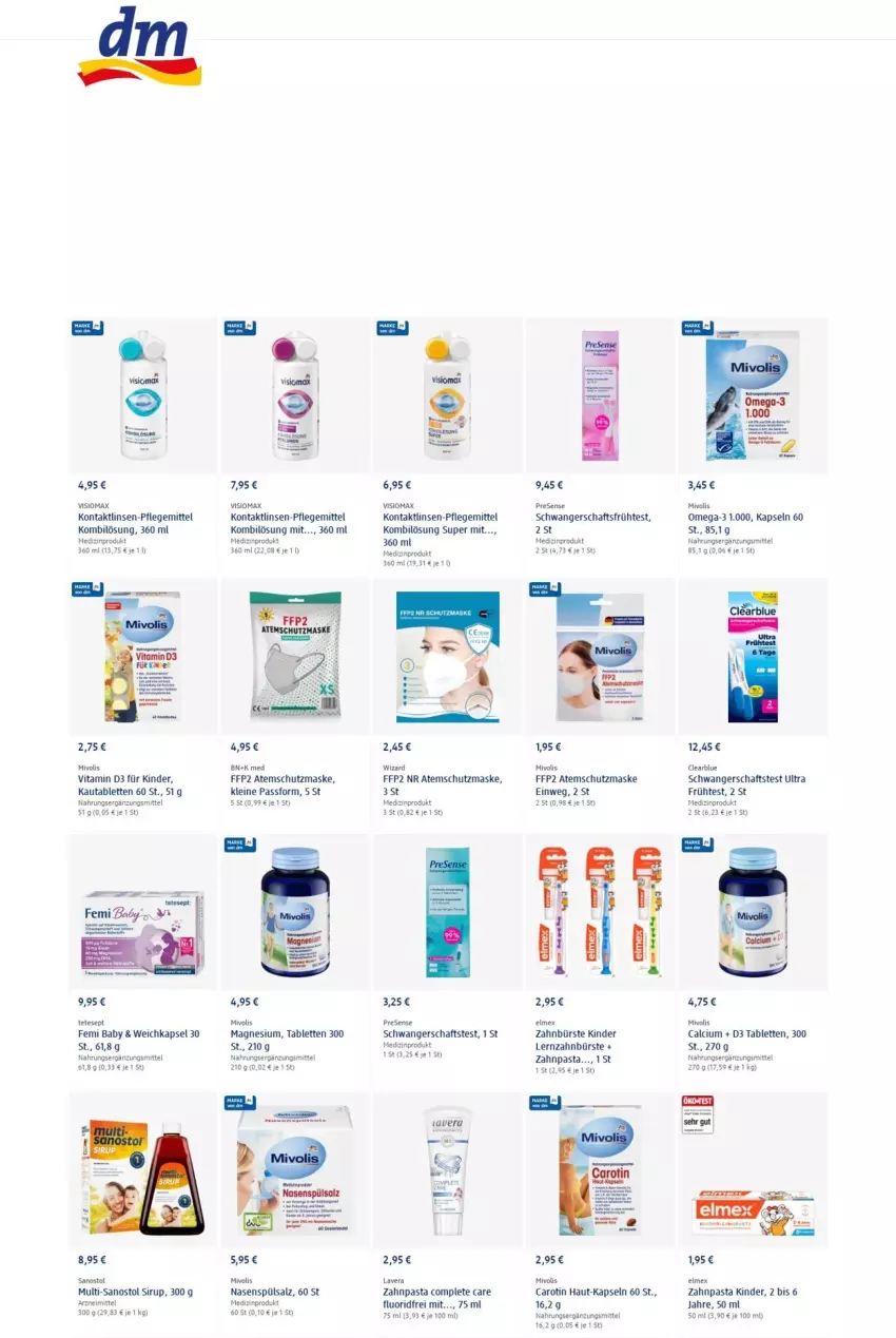 Aktueller Prospekt Dm Drogerie - Prospekte - von 10.03 bis 16.03.2022 - strona 6 - produkty: Atemschutzmaske, bio, bürste, Calcium, Clearblue, elmex, FFP2, Kinder, lavera, leine, linsen, magnesium, Maske, medizinprodukt, Multi-Sanostol, omega, pasta, Sanostol, Schwangerschaftstest, sirup, tablet, tablett, Tablette, Ti, zahnbürste, zahnpasta