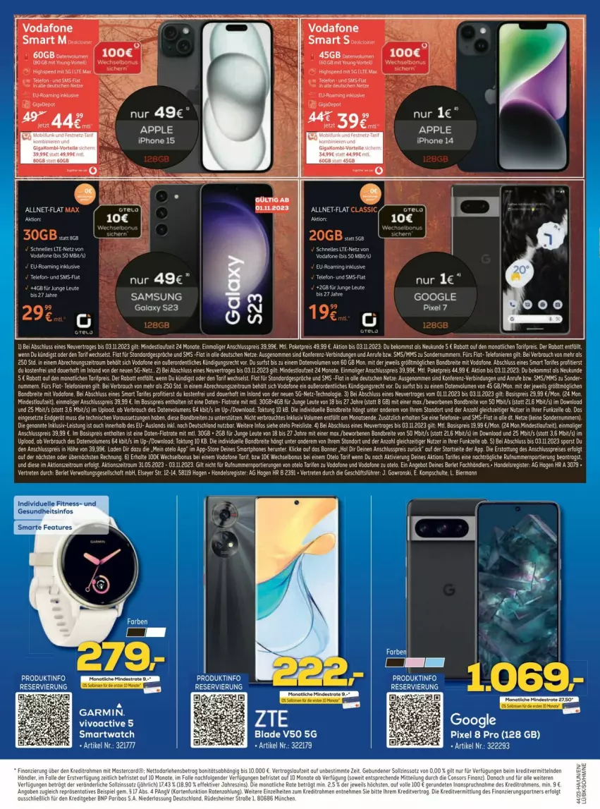 Aktueller Prospekt Euronics - Prospekte - von 31.10 bis 05.11.2023 - strona 8 - produkty: angebot, Apple, auer, beko, bier, Brei, eis, elle, garmin, Gesundheit, iphone, LG, Rauch, reis, rel, Samsung, samsung galaxy, Samsung Galaxy S, smartphone, smartphones, smartwatch, Surf, tee, telefon, Ti, vodafone