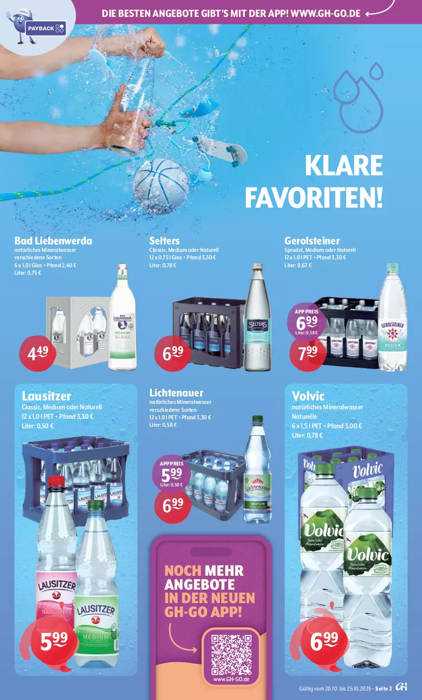 Aktueller Prospekt Getraenke Hoffmann - Prospekte - von 20.10 bis 25.10.2025 - strona 2 - produkty: Alwa, angebot, angebote, auer, Bad, Bad Liebenwerda, eis, elle, gerolsteine, gerolsteiner, lichtenauer, mineralwasser, natur, natürliches mineralwasser, reis, rel, Selters, Sprudel, steiner, Ti, volvic, wasser