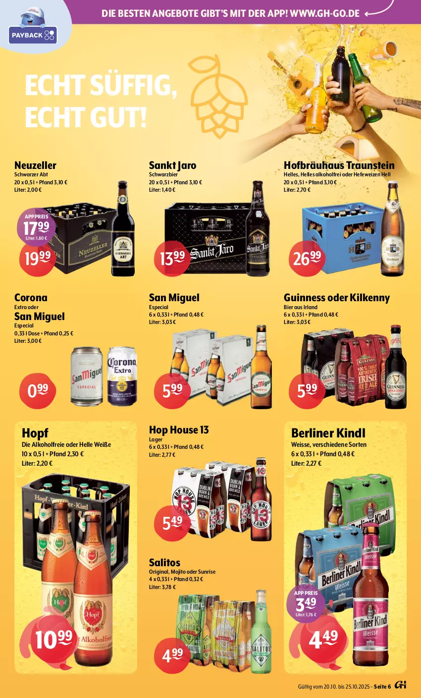 Aktueller Prospekt Getraenke Hoffmann - Prospekte - von 20.10 bis 25.10.2025 - strona 6 - produkty: alkohol, angebot, angebote, berliner, berliner kindl, bier, corona, corona extra, eis, elle, gin, Guinness, Hefe, hefeweizen, Kilkenny, mojito, reis, Ti