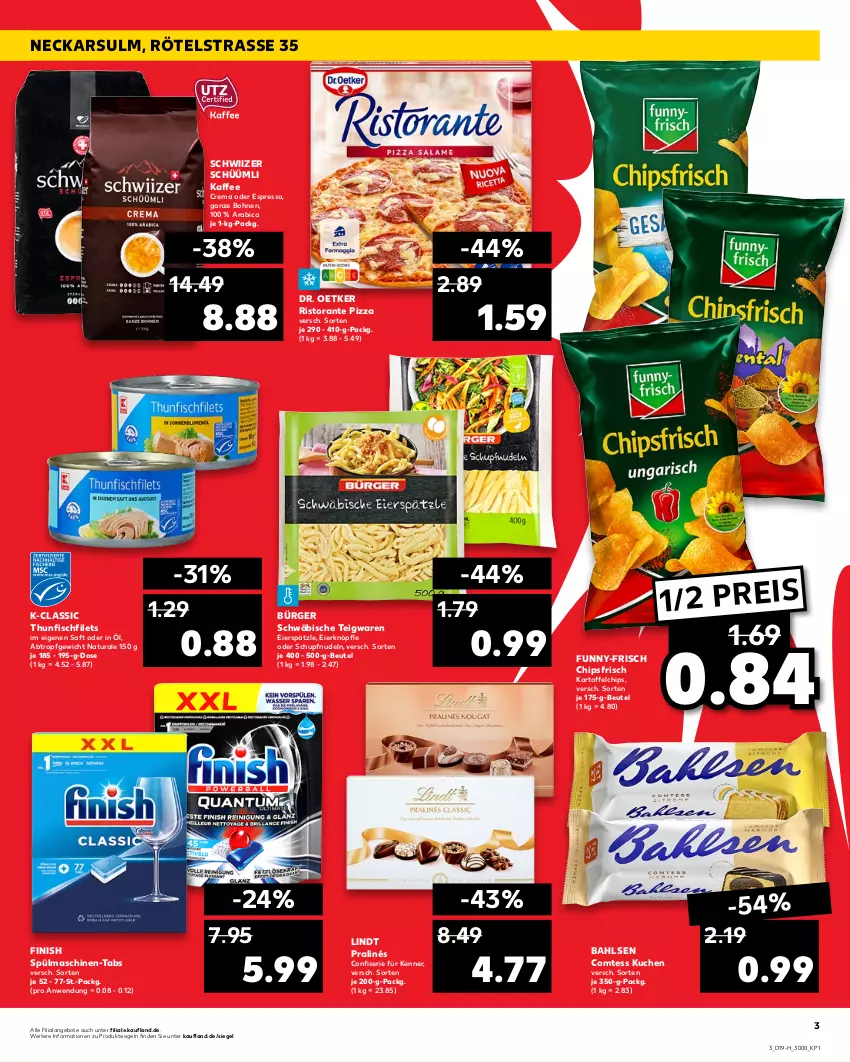 Aktueller Prospekt Kaufland - Spezielle Angebote - von 12.05 bis 18.05.2022 - strona 3 - produkty: angebot, angebote, bahlsen, beutel, bohne, bohnen, chips, chipsfrisch, comtess, comtess kuchen, Dr. Oetker, eier, eierspätzle, eis, espresso, filet, filets, Finish, fisch, funny-frisch, kaffee, kartoffel, kartoffelchips, kuchen, lindt, natur, natura, nudel, nudeln, oder espresso, pizza, reis, ristorante, ristorante pizza, saft, spülmaschinen, teigwaren, thunfisch, Ti