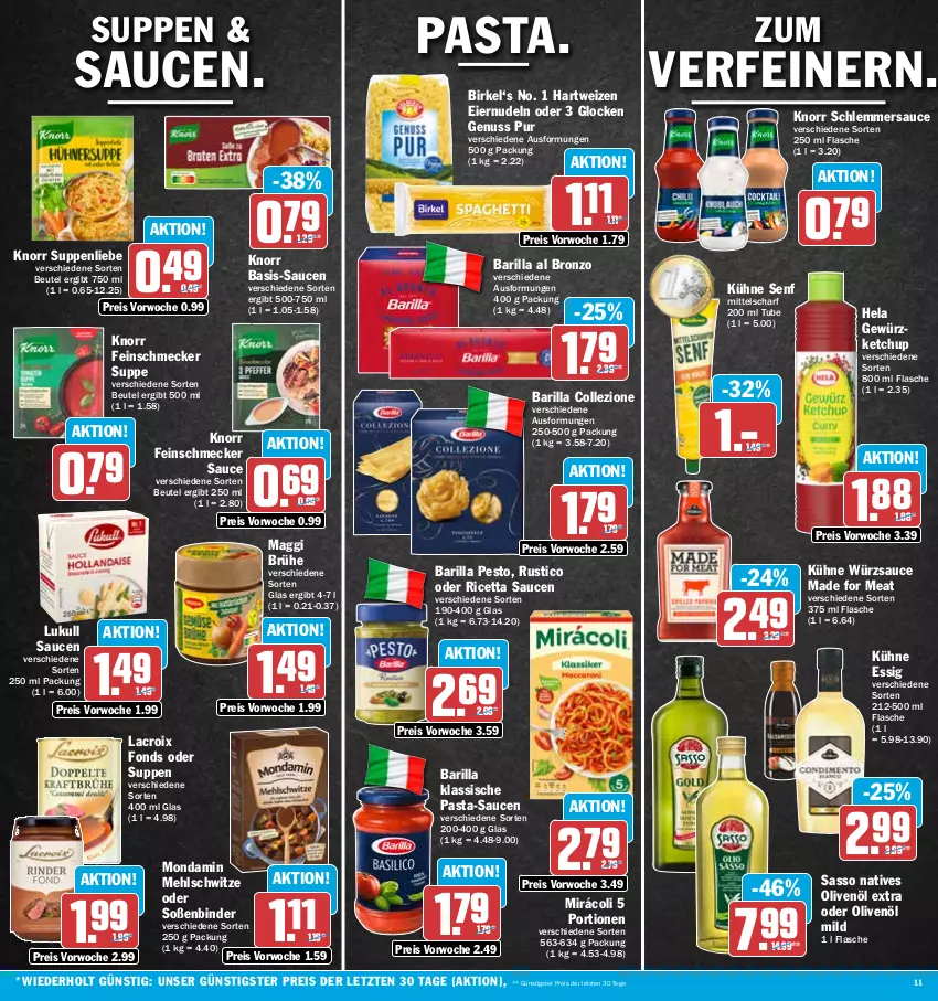 Aktueller Prospekt Hit - Prospekte - von 08.05 bis 13.05.2023 - strona 11 - produkty: barilla, beutel, birkel, Brühe, eier, eiernudeln, eis, essig, feinschmecker, flasche, gewürz, gewürzketchup, hartweizen, Hela, ketchup, knorr, Kühne, kühne senf, lukull, maggi, mehl, Mirácoli, mondamin, natives olivenöl, nudel, nudeln, nuss, olive, oliven, olivenöl, olivenöl extra, pasta, pasta-sauce, pesto, reis, sauce, saucen, schlemmersauce, senf, Soße, suppe, suppen, suppenliebe, Ti, würzsauce, ZTE